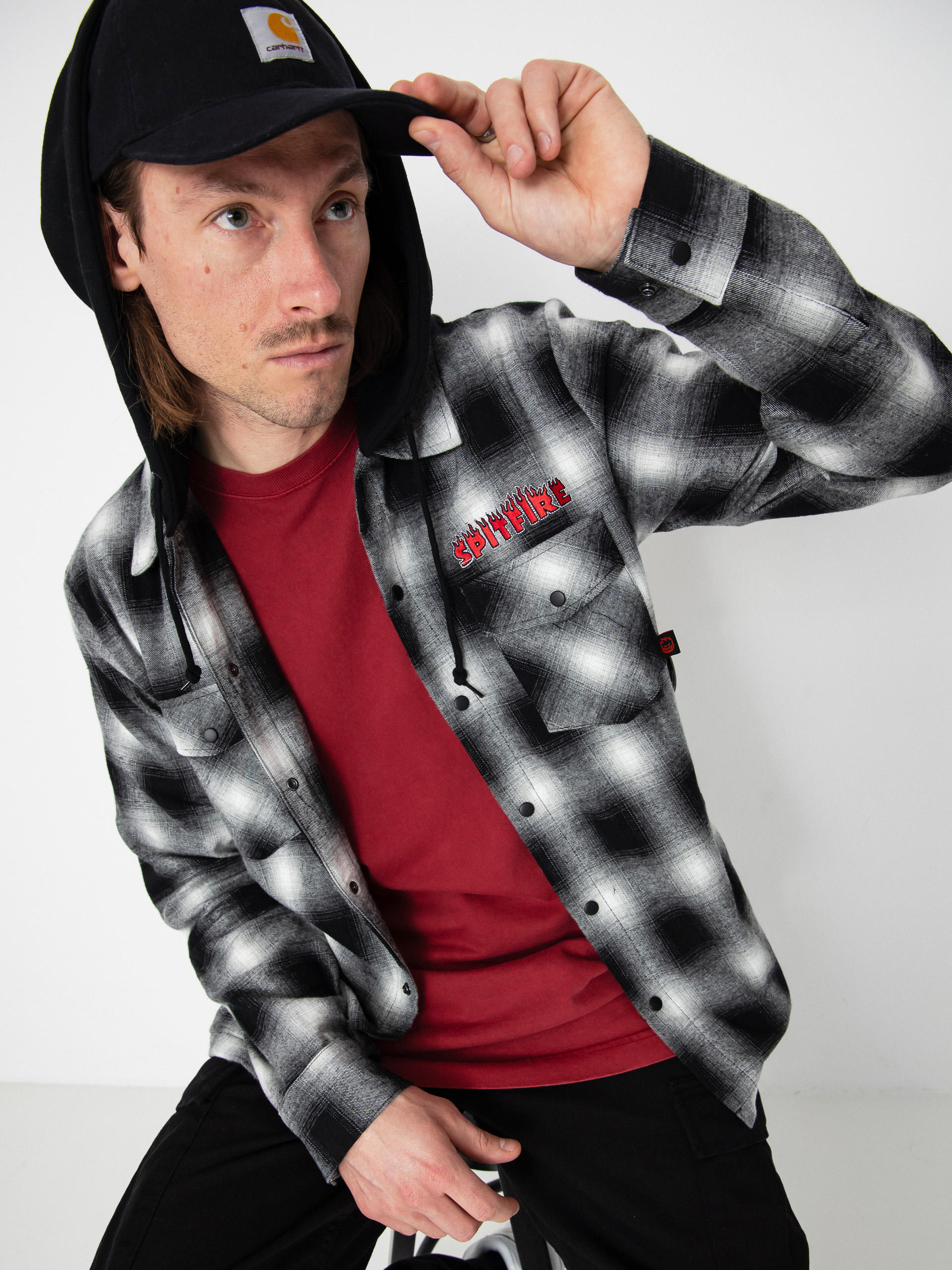 Сорочка Spitfire Demonseed Hooded Flannel (black/white/multi color embroideries)
