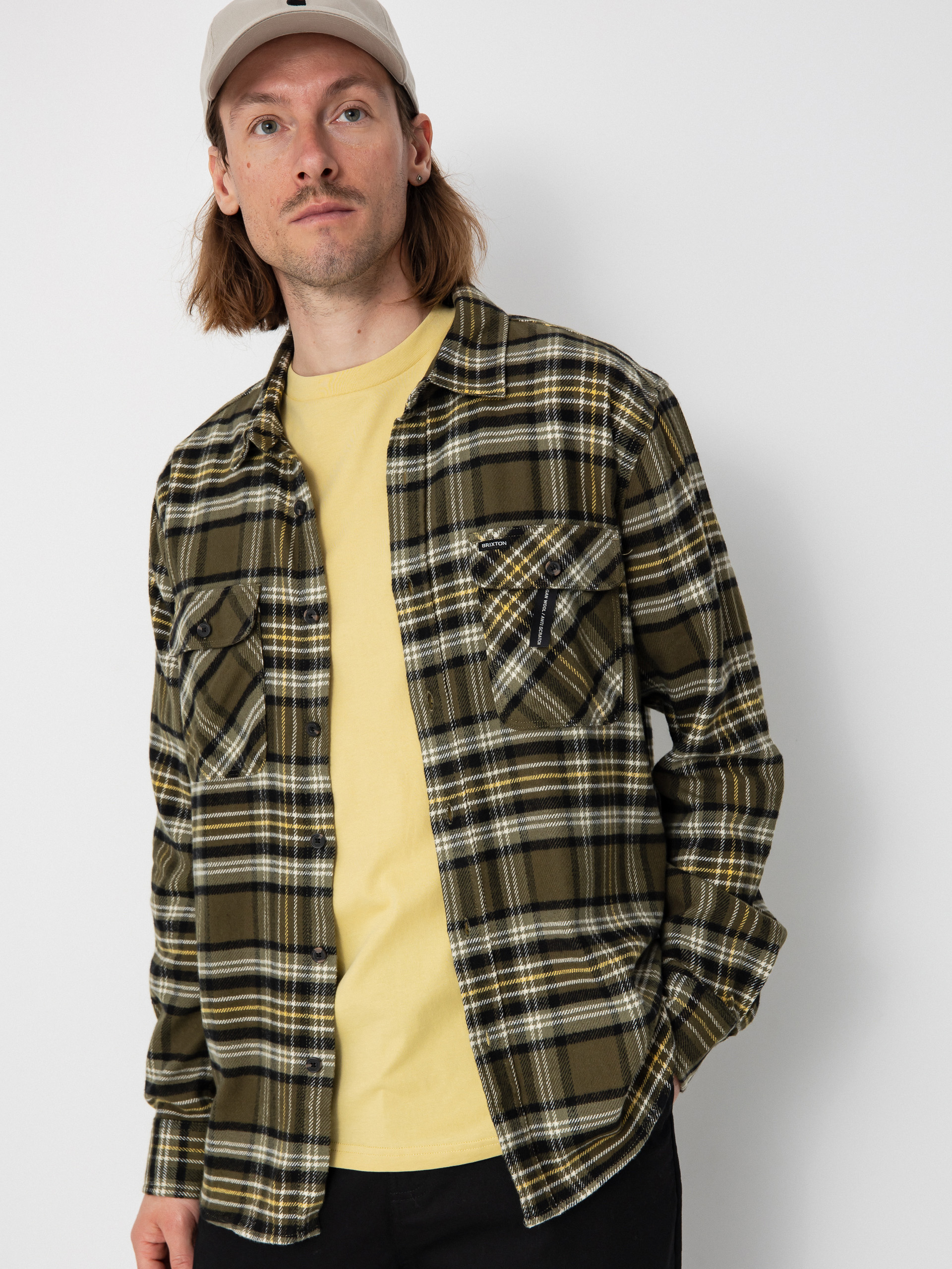 u0421u043eu0440u043eu0447u043au0430 Brixton Bowery Flannel (ivy green/olive surplus/black)