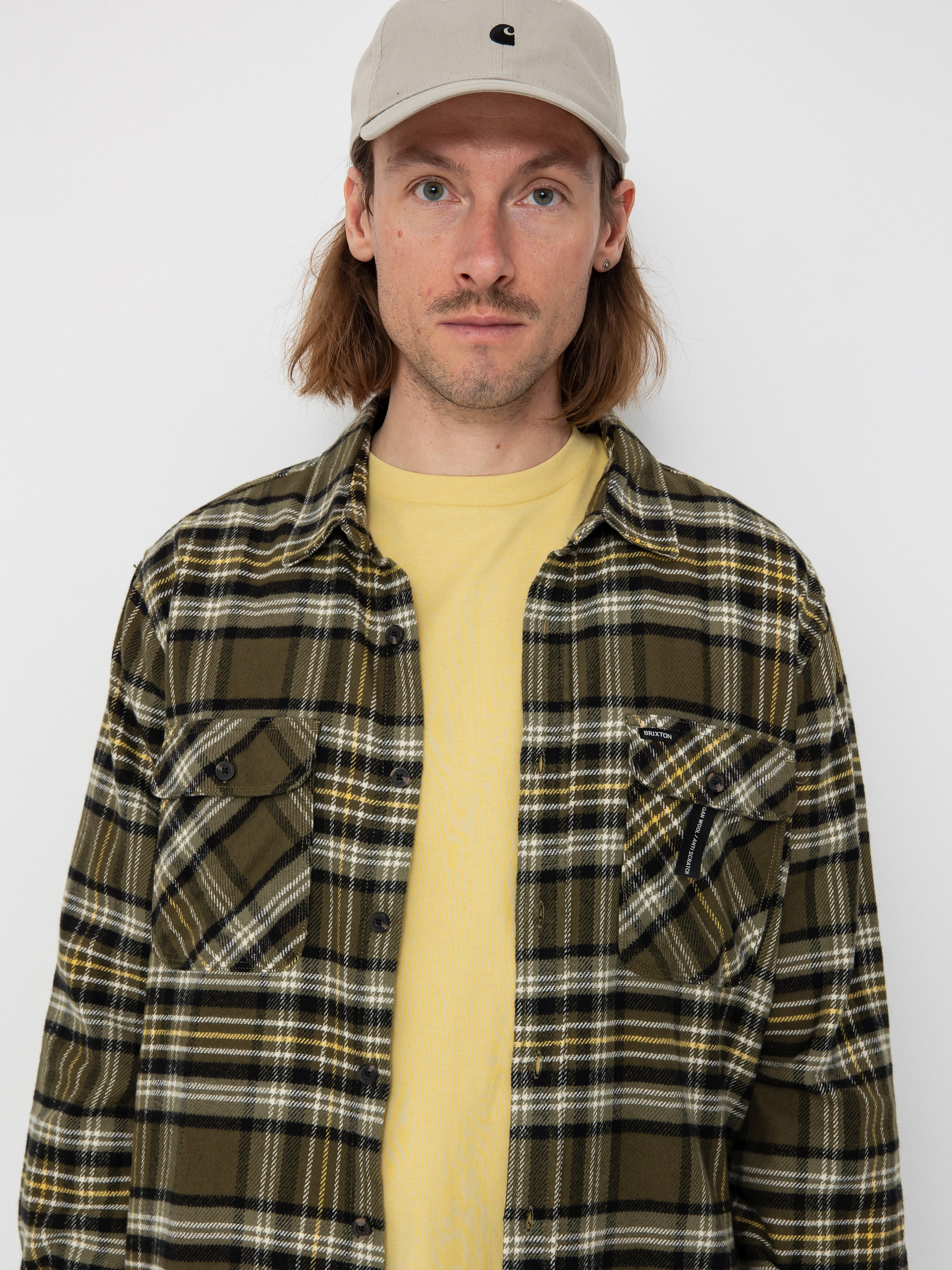 Сорочка Brixton Bowery Flannel (ivy green/olive surplus/black)