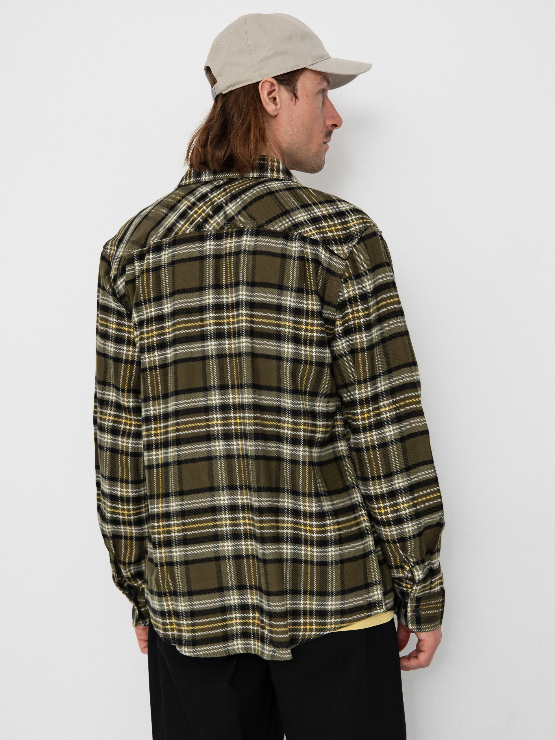 Сорочка Brixton Bowery Flannel (ivy green/olive surplus/black)