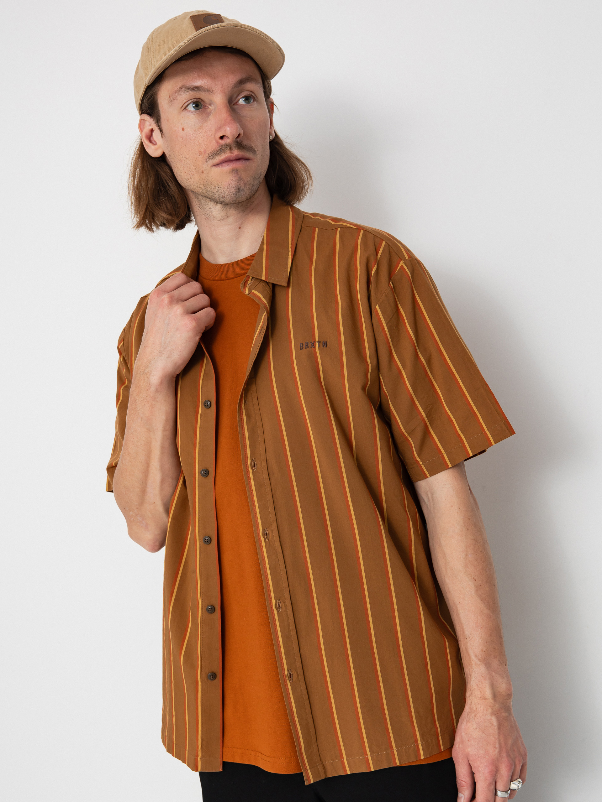 Сорочка Brixton Cru Stripe (washed copper/burnt red/sunset)