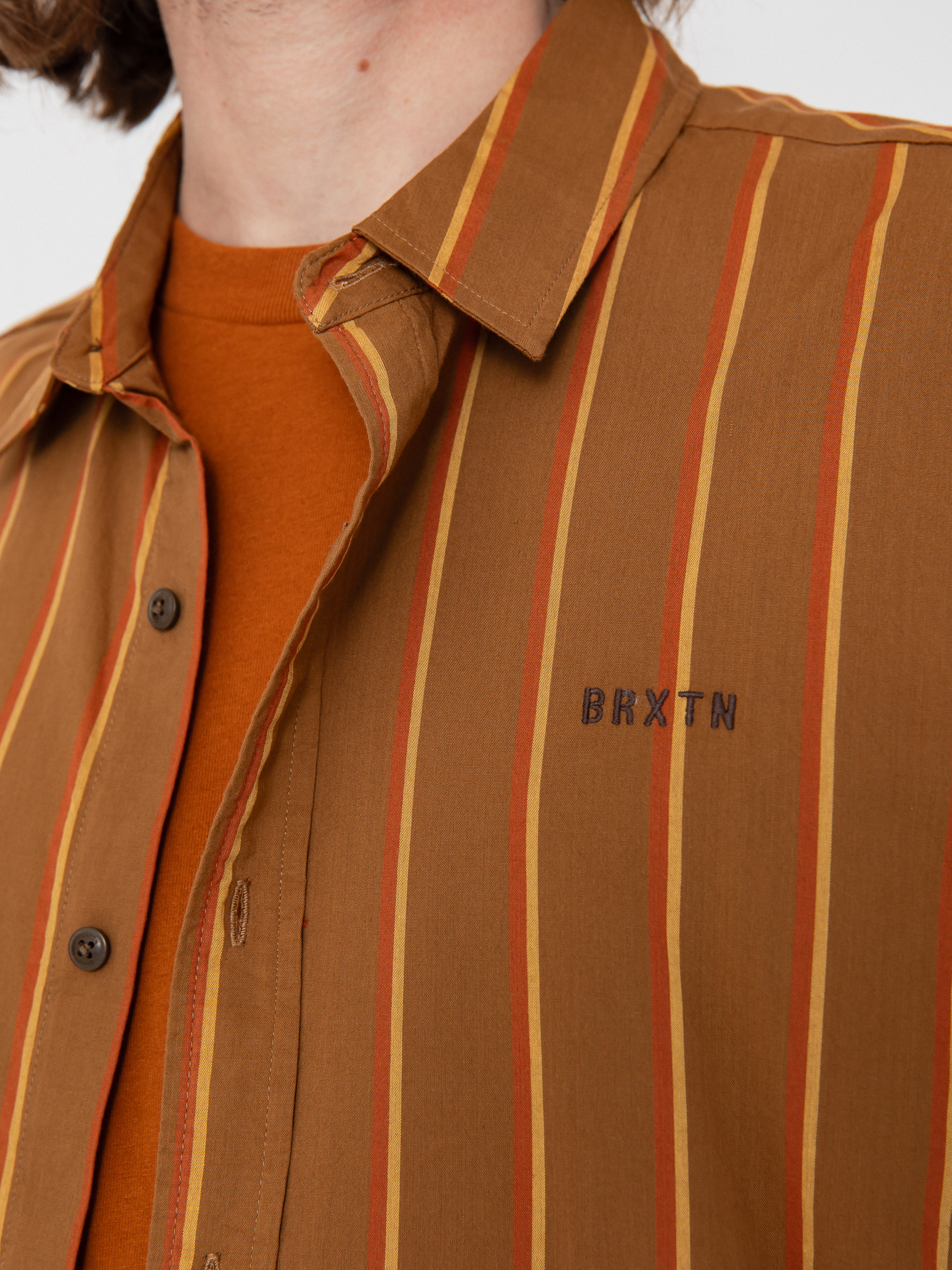 Сорочка Brixton Cru Stripe (washed copper/burnt red/sunset)