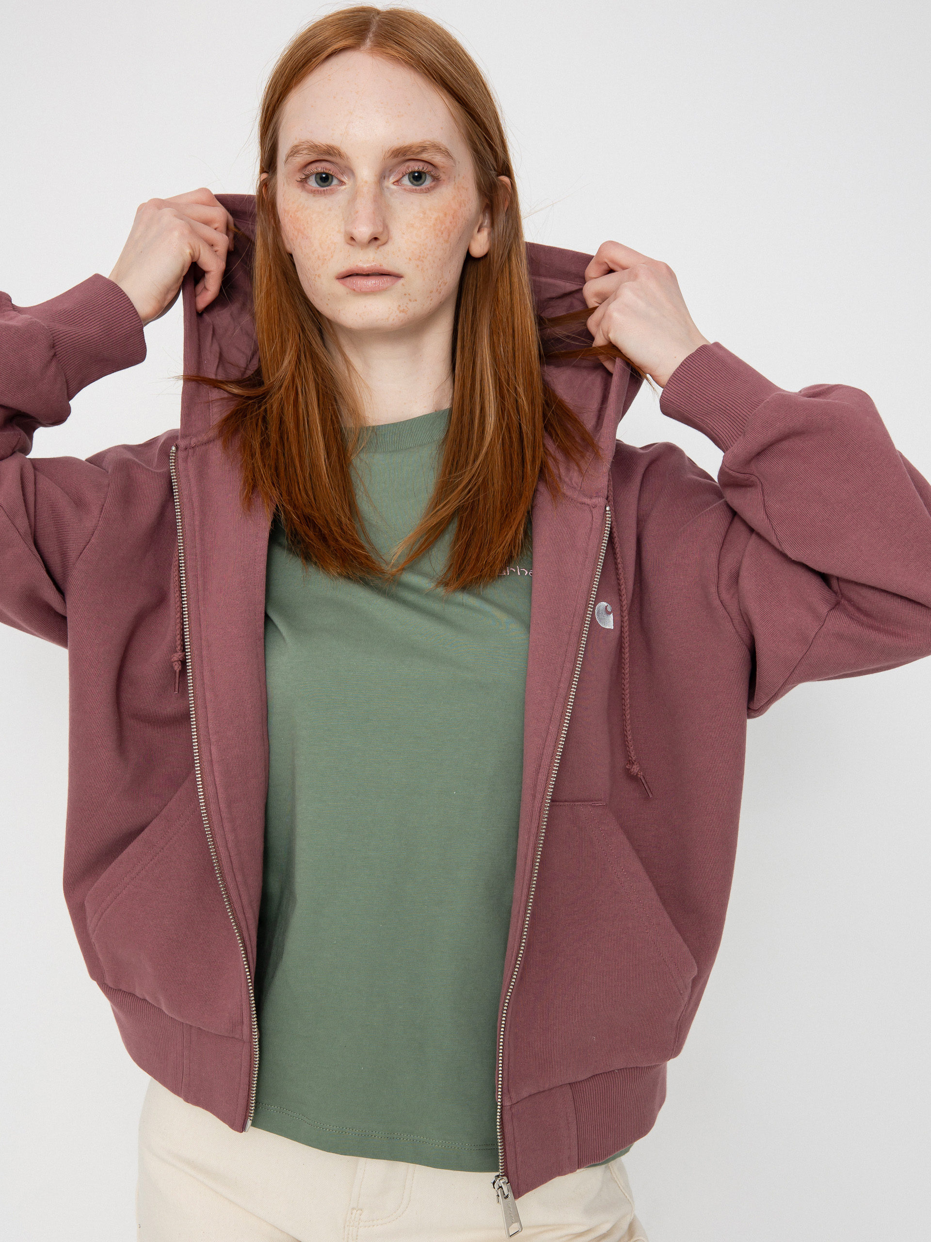 Худі Carhartt WIP Casey ZHD Wmn (dusky pink/silver)