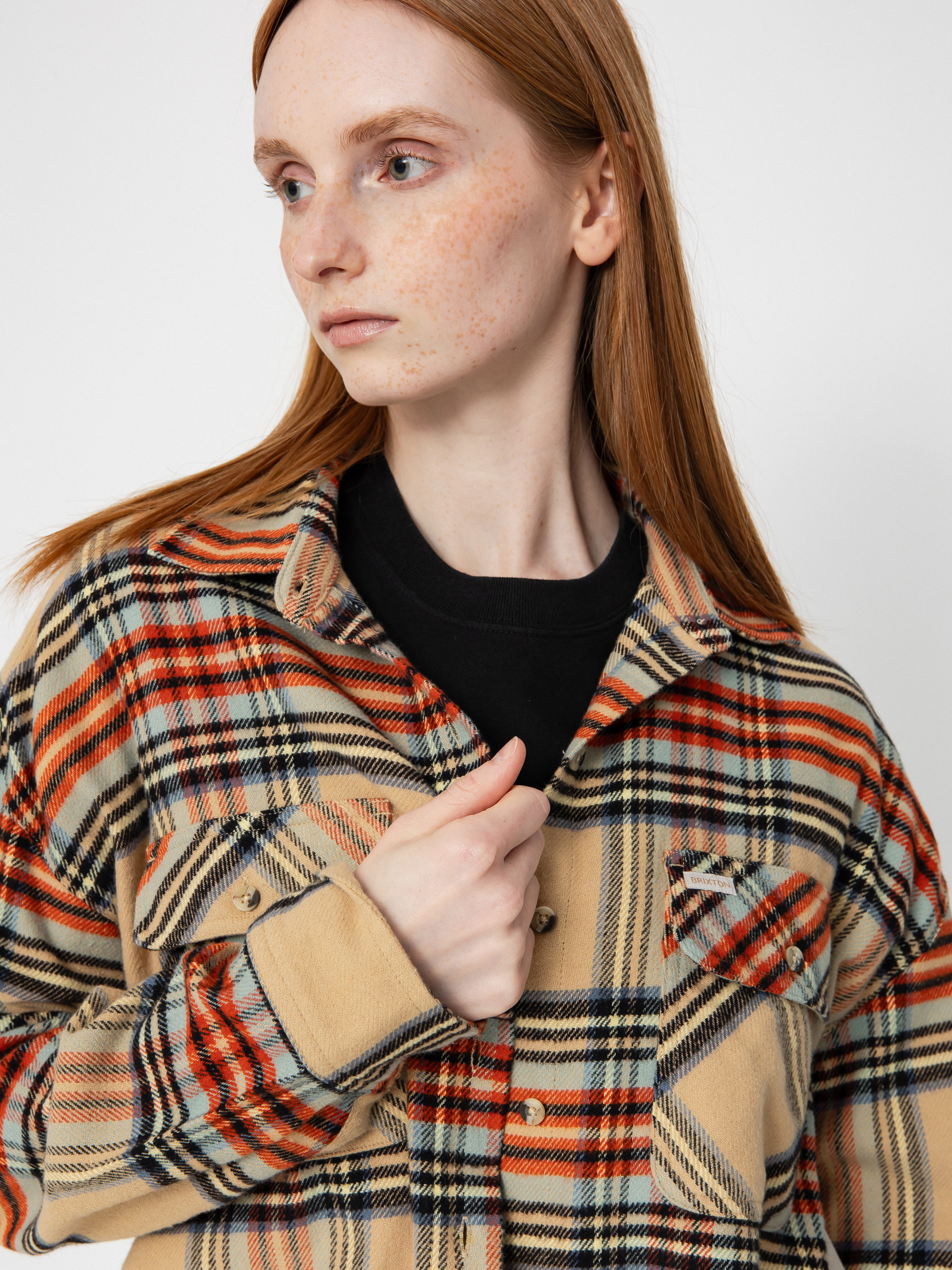 Сорочка Brixton Bowery Classic Flannel Wmn (sand/burnt brick/black plaid)