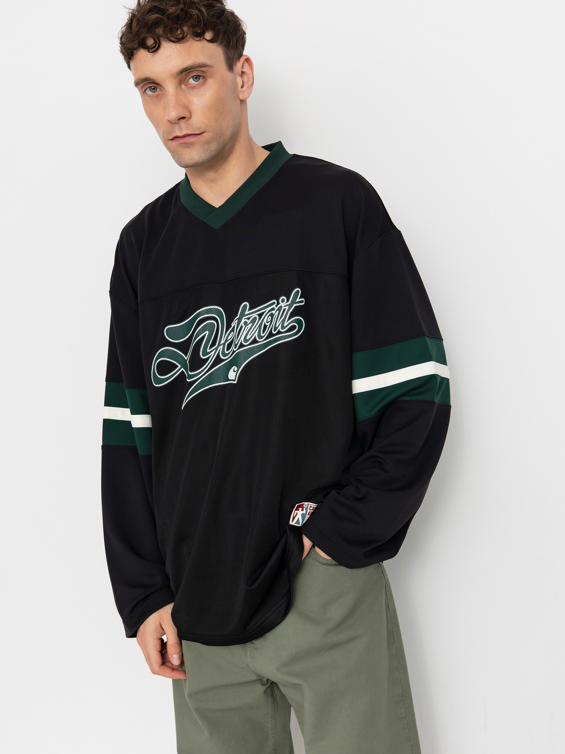 Лонгслів Carhartt WIP Detroit Mesh (black/conifer/wax)