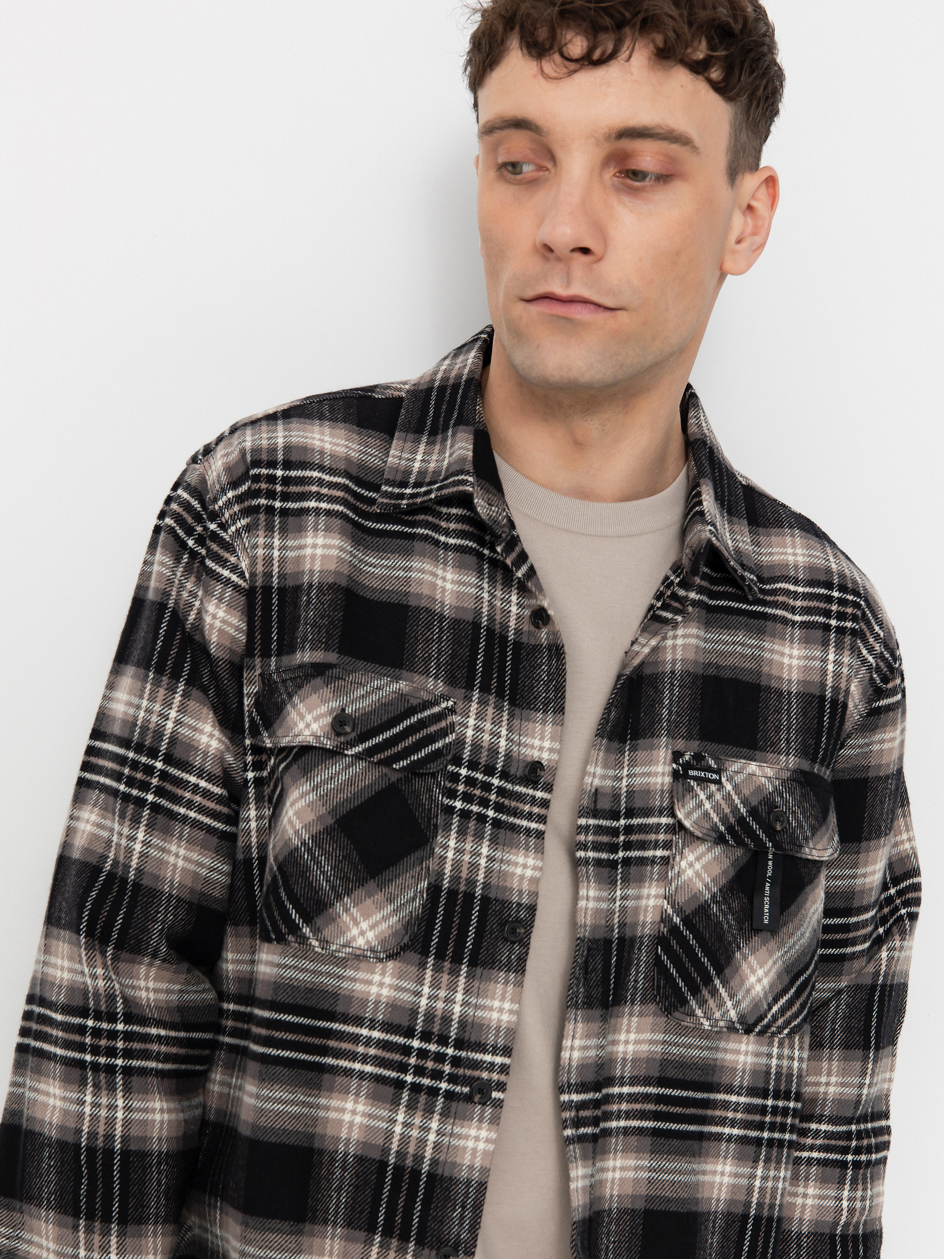 Сорочка Brixton Bowery Flannel (black/charcoal/beige)