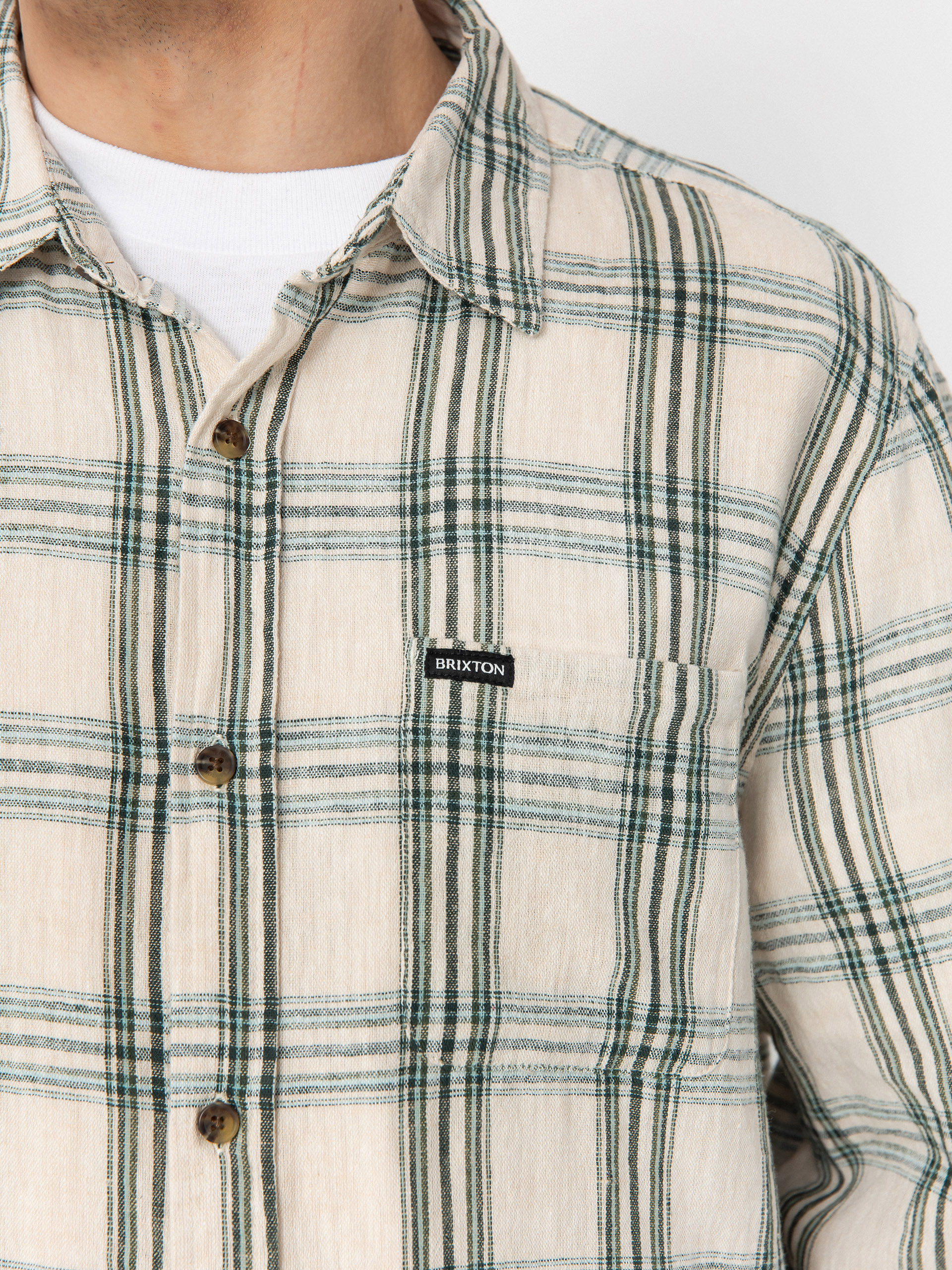 Сорочка Brixton Charter Linen Blend Ls (off white/ivy green plaid)