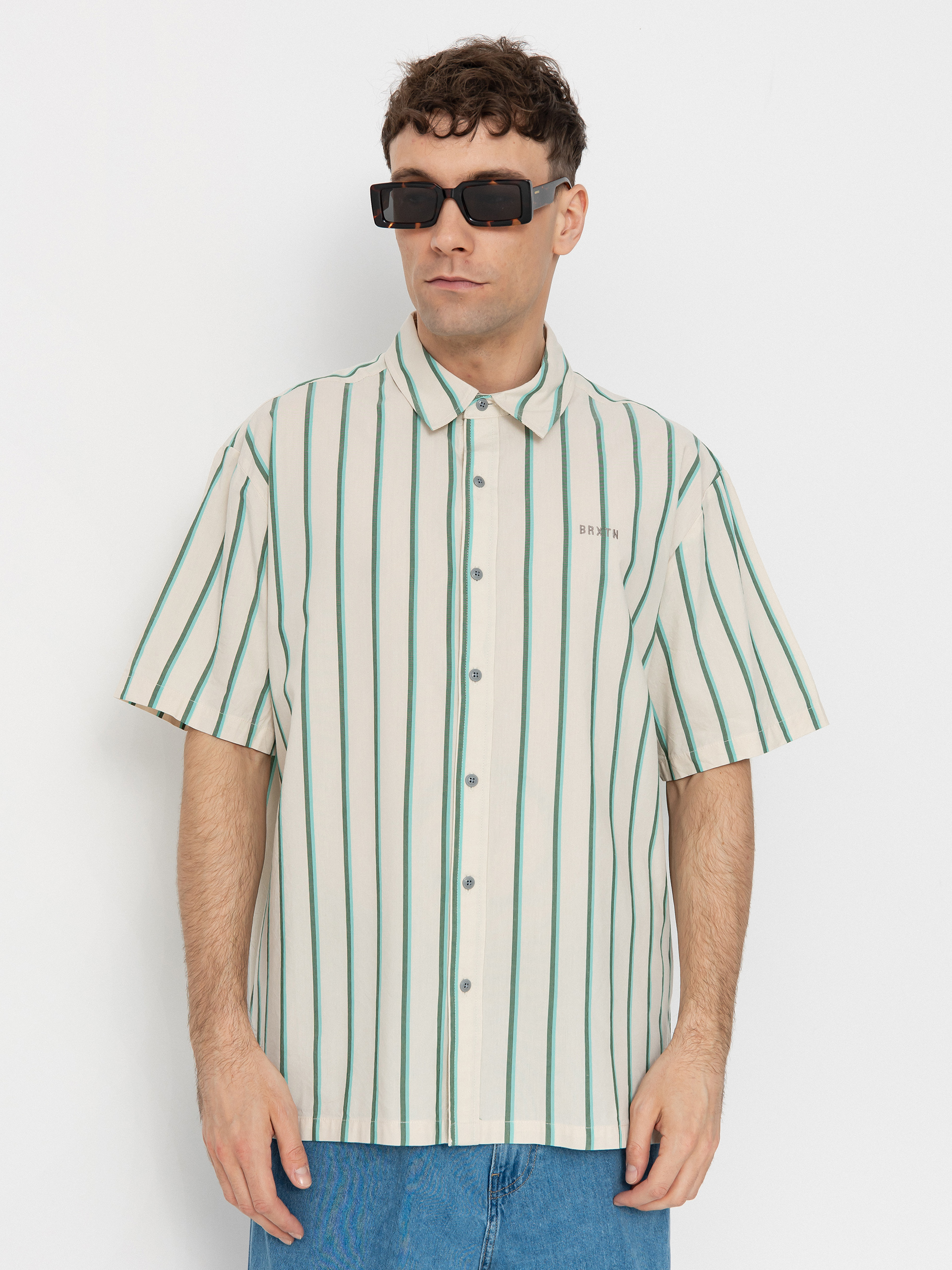 u0421u043eu0440u043eu0447u043au0430 Brixton Cru Stripe (beige/pine needle/aquatic gree)