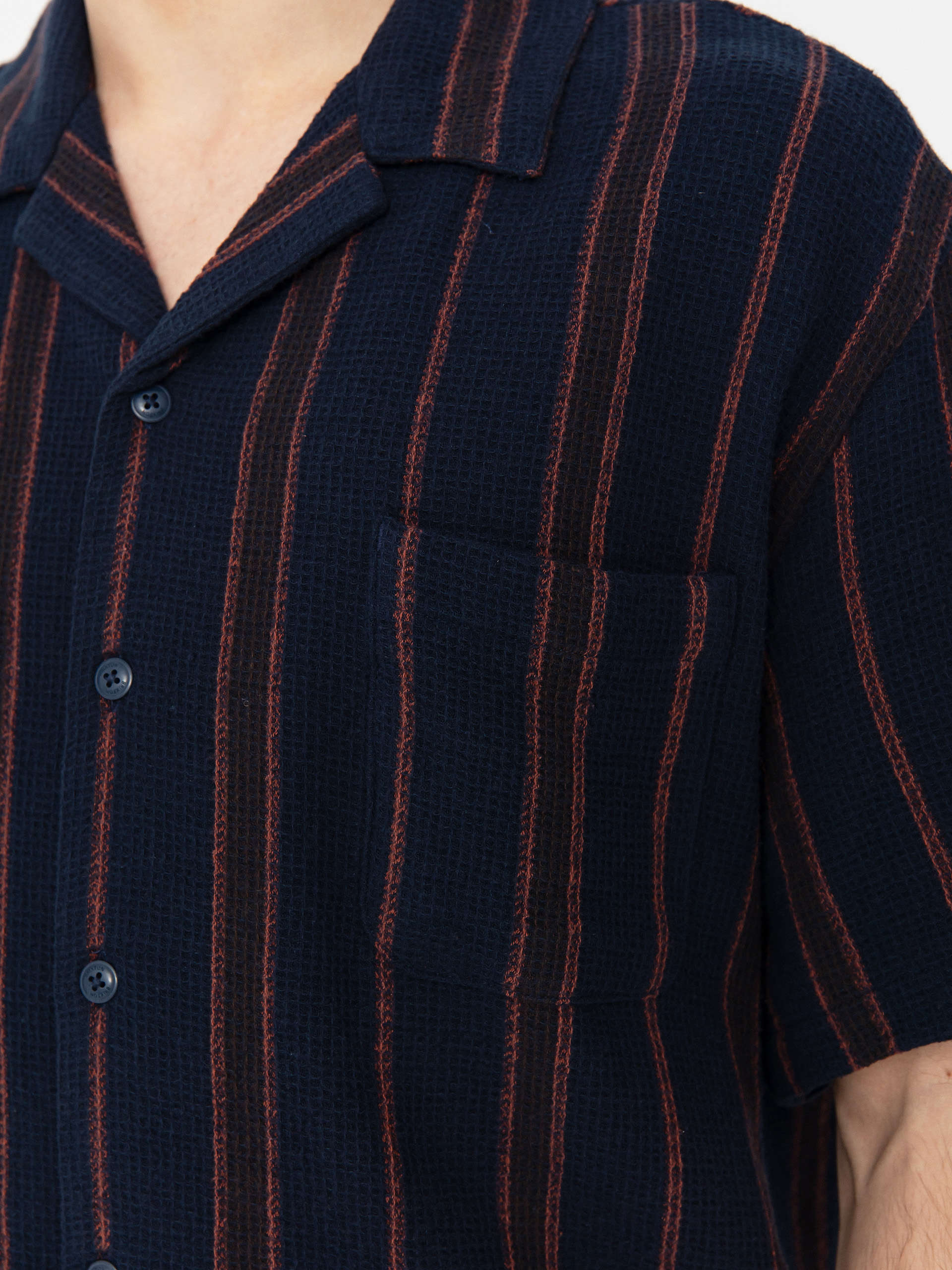 Сорочка Brixton Bunker Waffle Stripe (washed navy stripe)