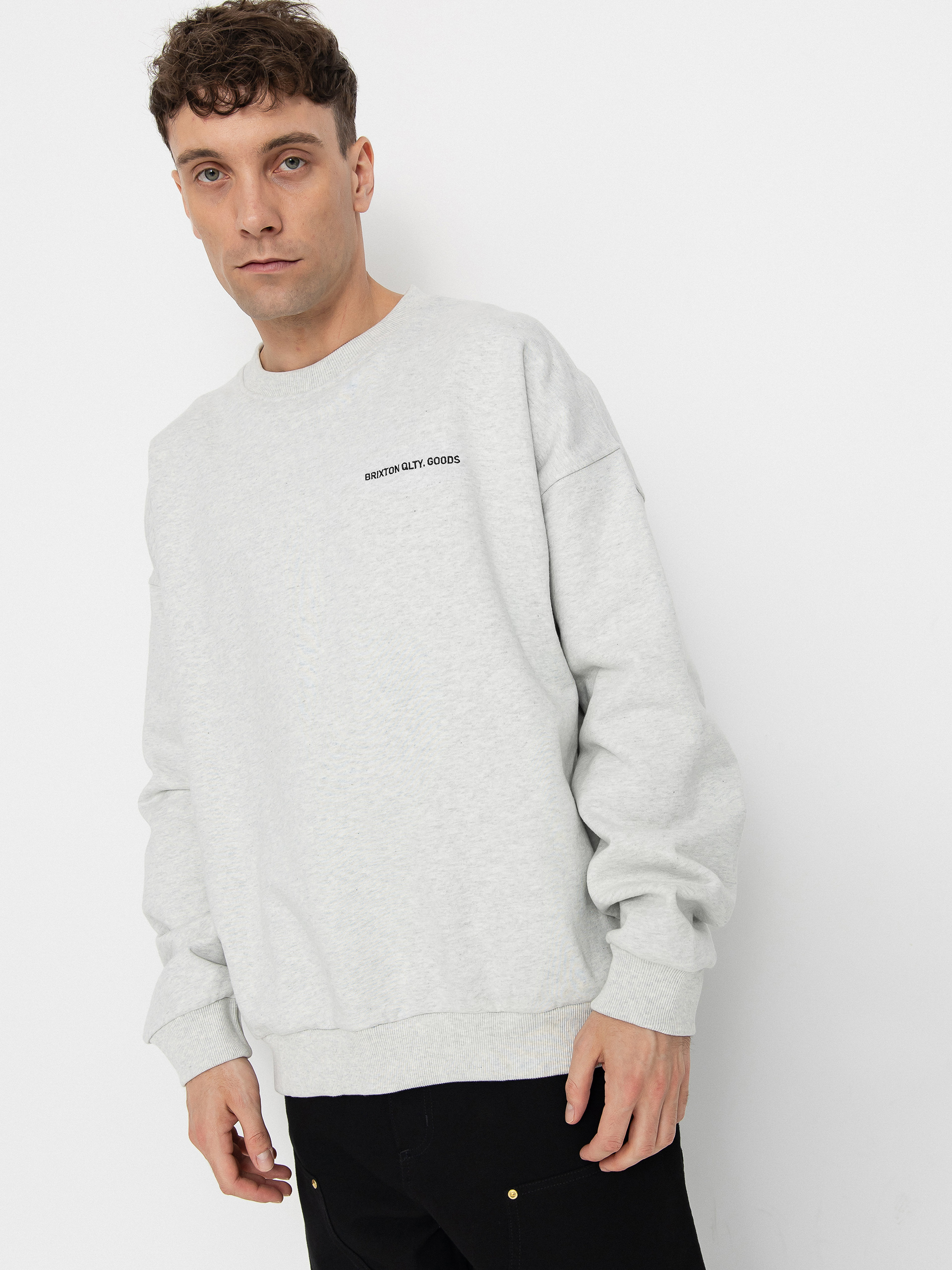 u0421u0432u0456u0442u0448u043eu0442 Brixton Embroidered Heavy Weight Crew (heather grey ash)