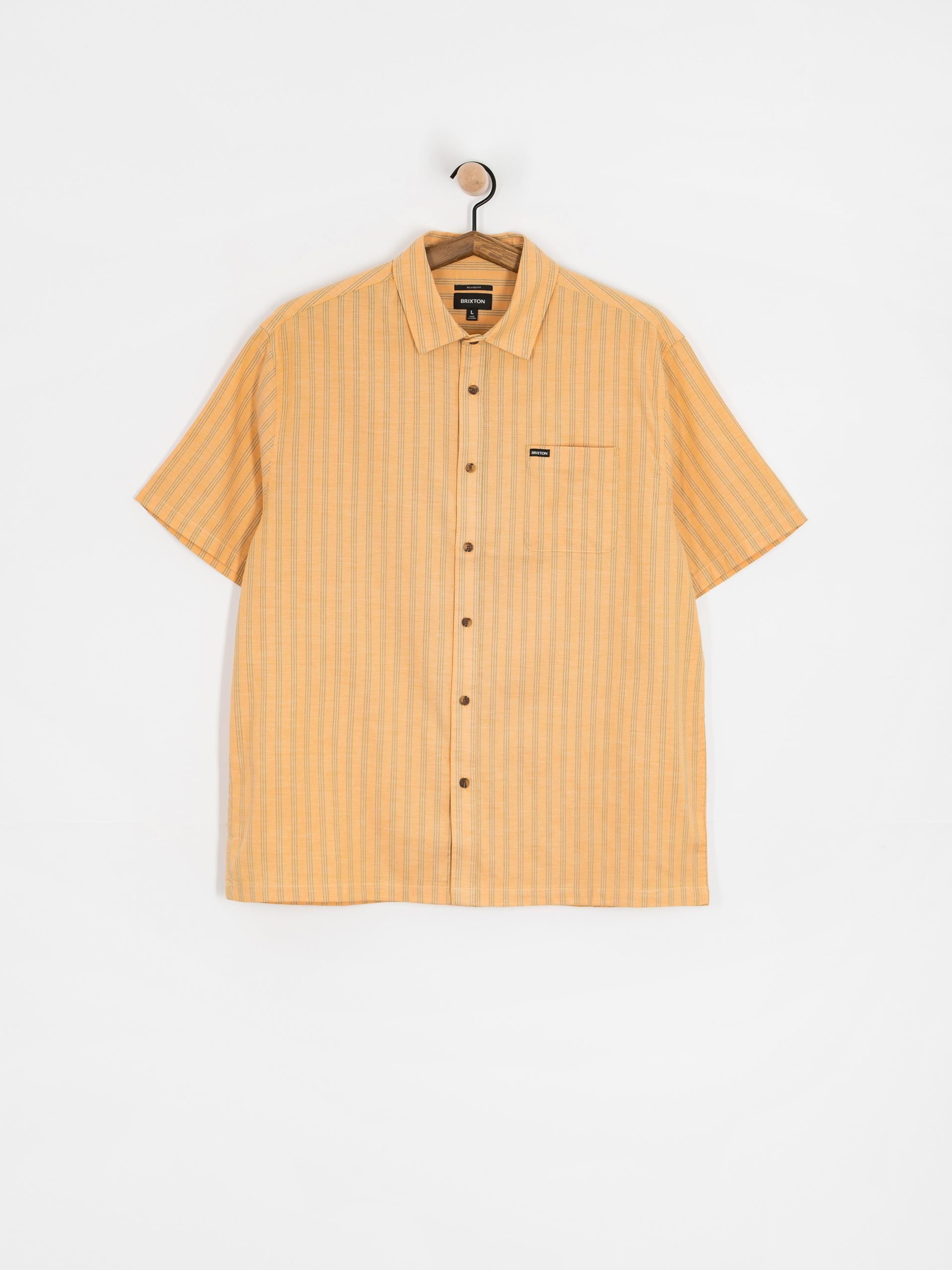 Сорочка Brixton Cru Oxford Stripe (curry/ivy green stripe)