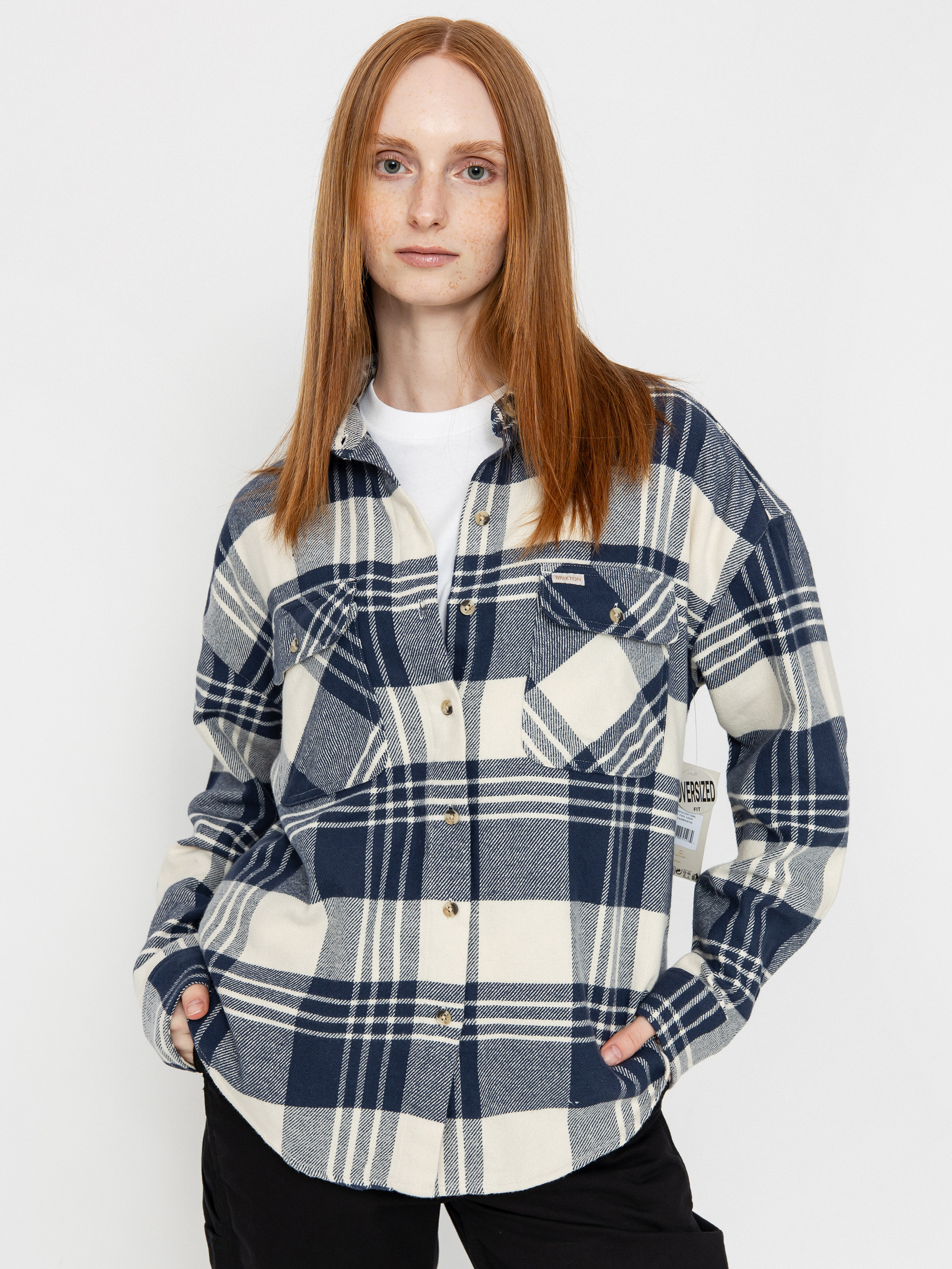 Сорочка Brixton Bowery Classic Flannel Wmn (azure blue/whitecap plaid)