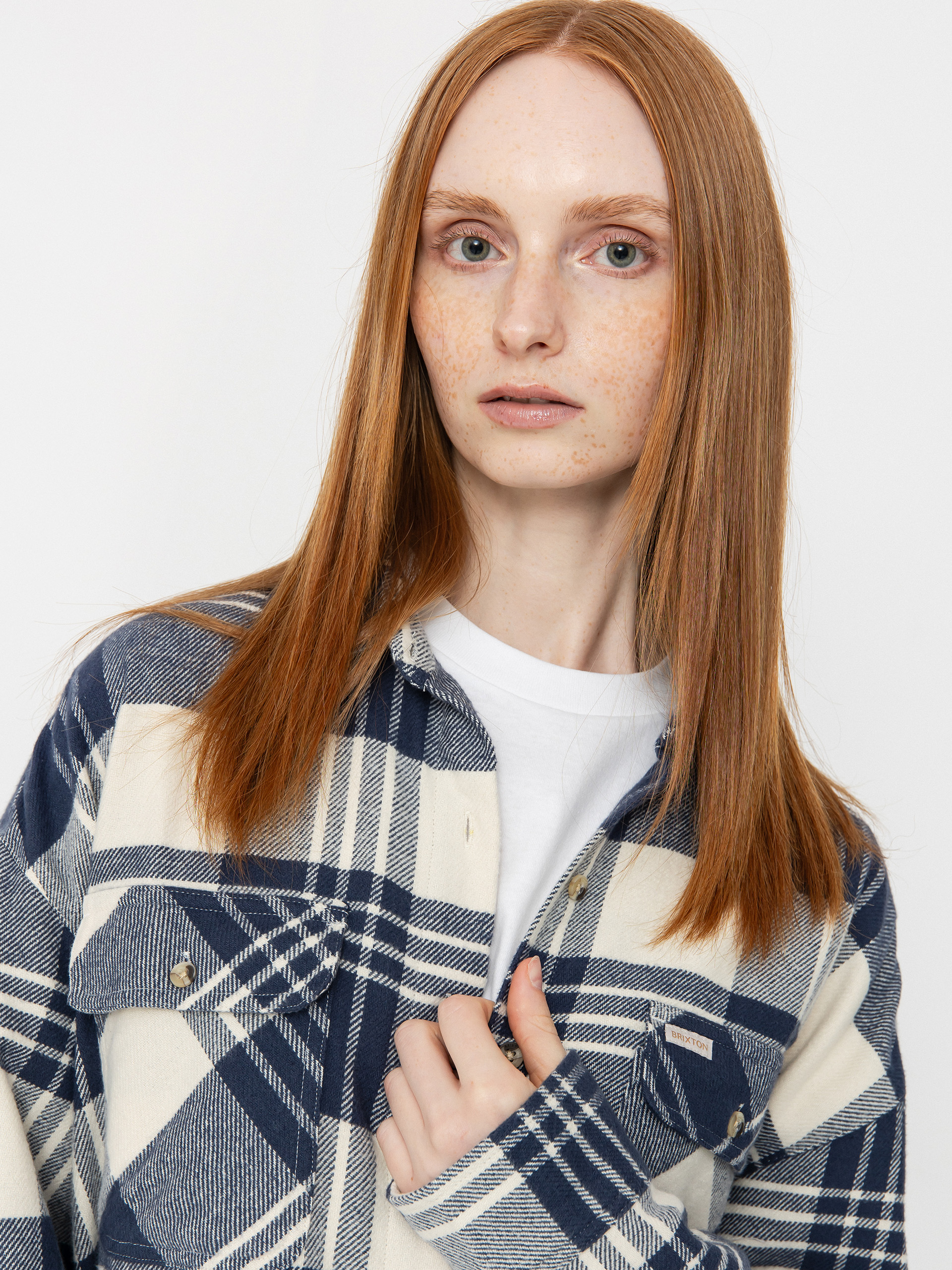 Сорочка Brixton Bowery Classic Flannel Wmn (azure blue/whitecap plaid)