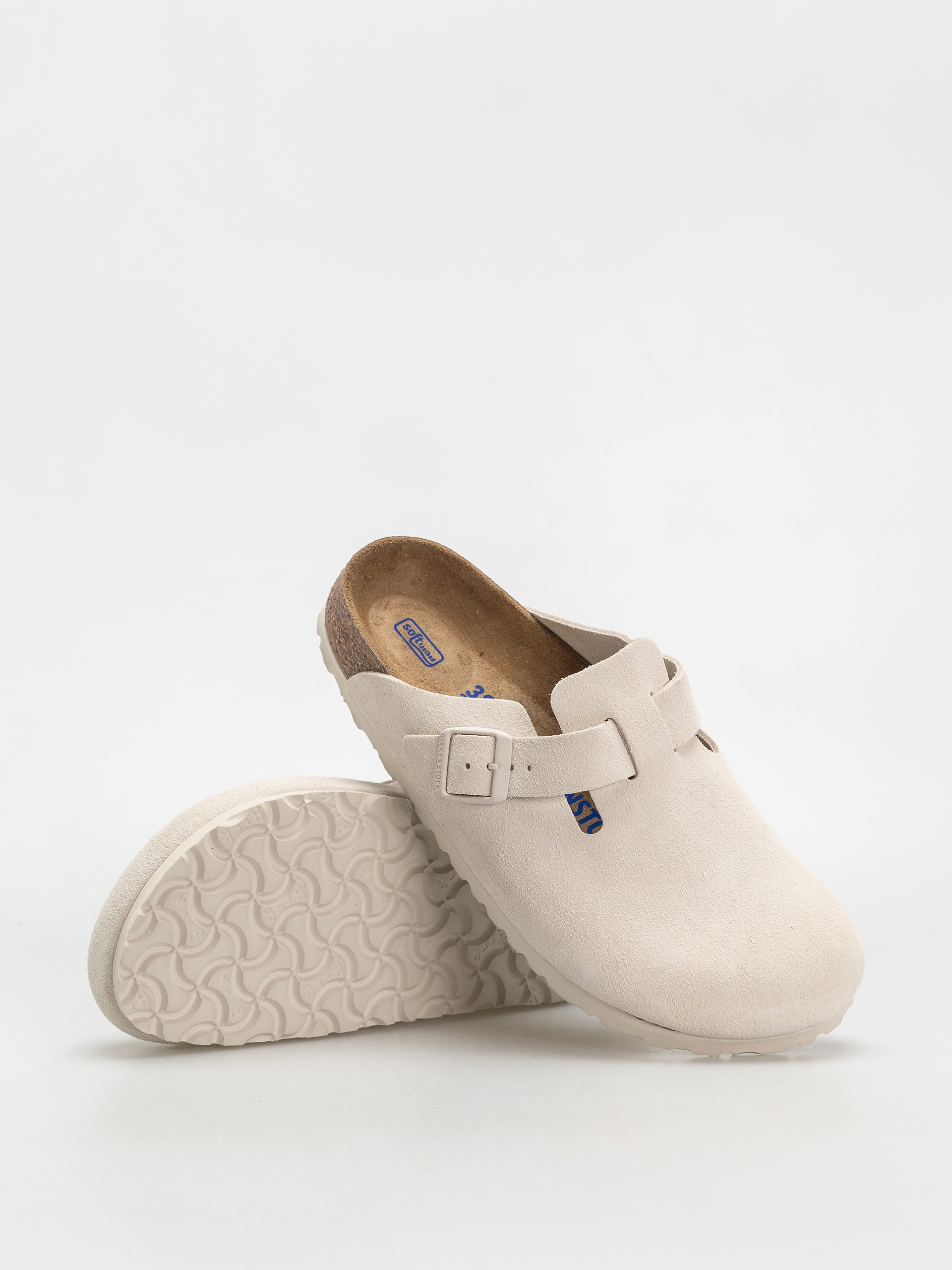 Шльопанці Birkenstock Boston Suede Leather Narrow Wmn (antique white)