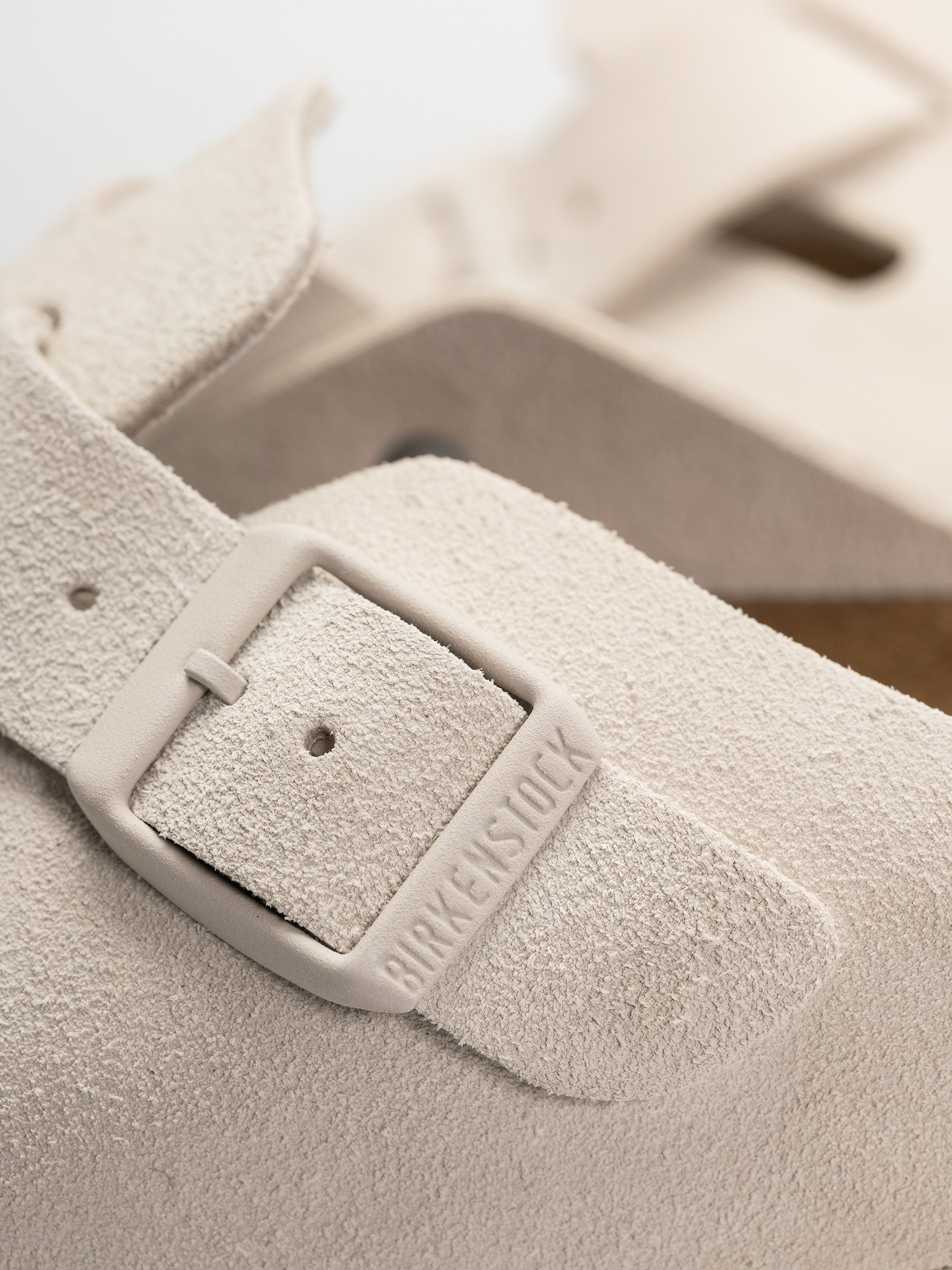 Шльопанці Birkenstock Boston Suede Leather Narrow Wmn (antique white)