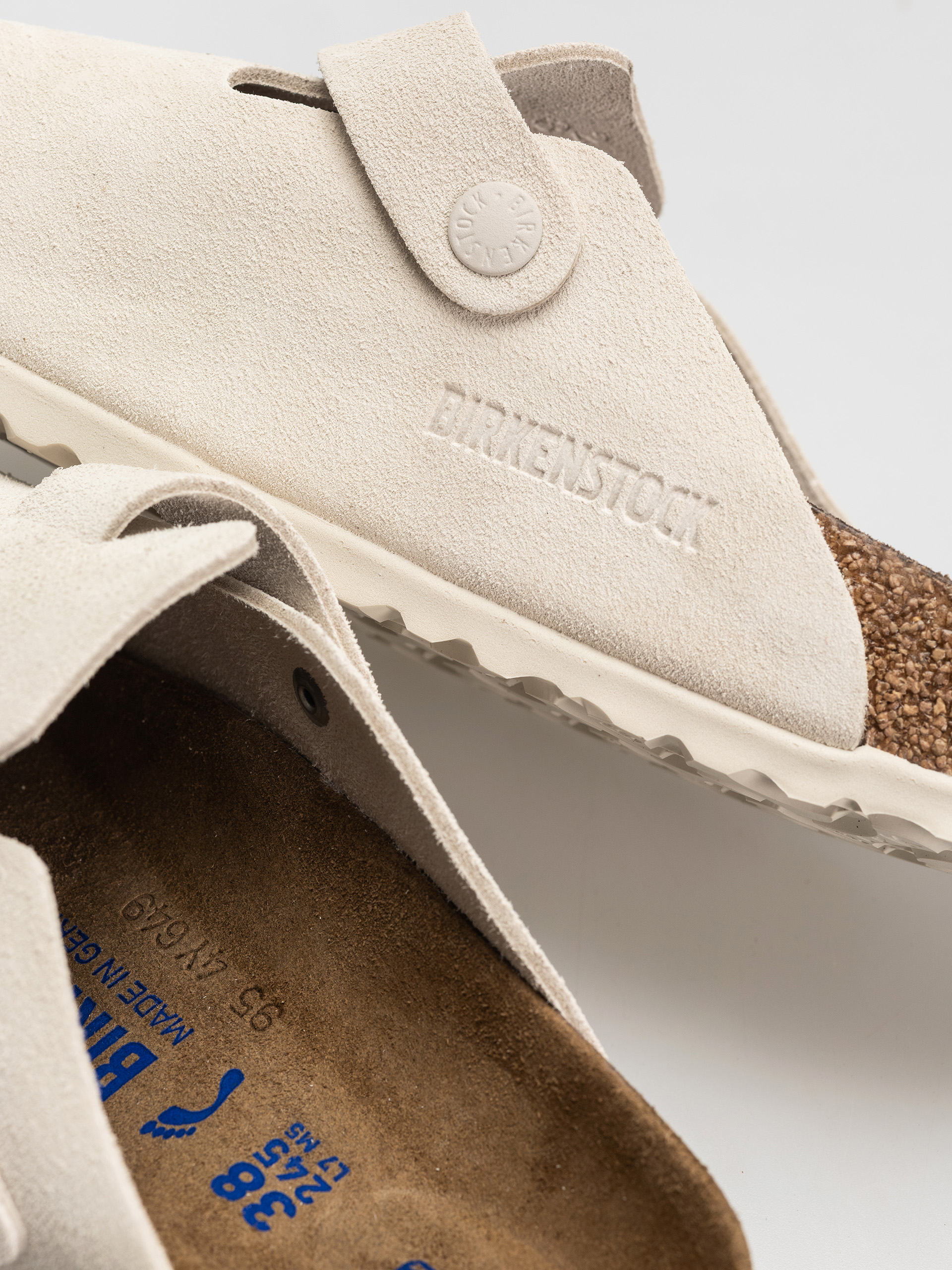 Шльопанці Birkenstock Boston Suede Leather Narrow Wmn (antique white)