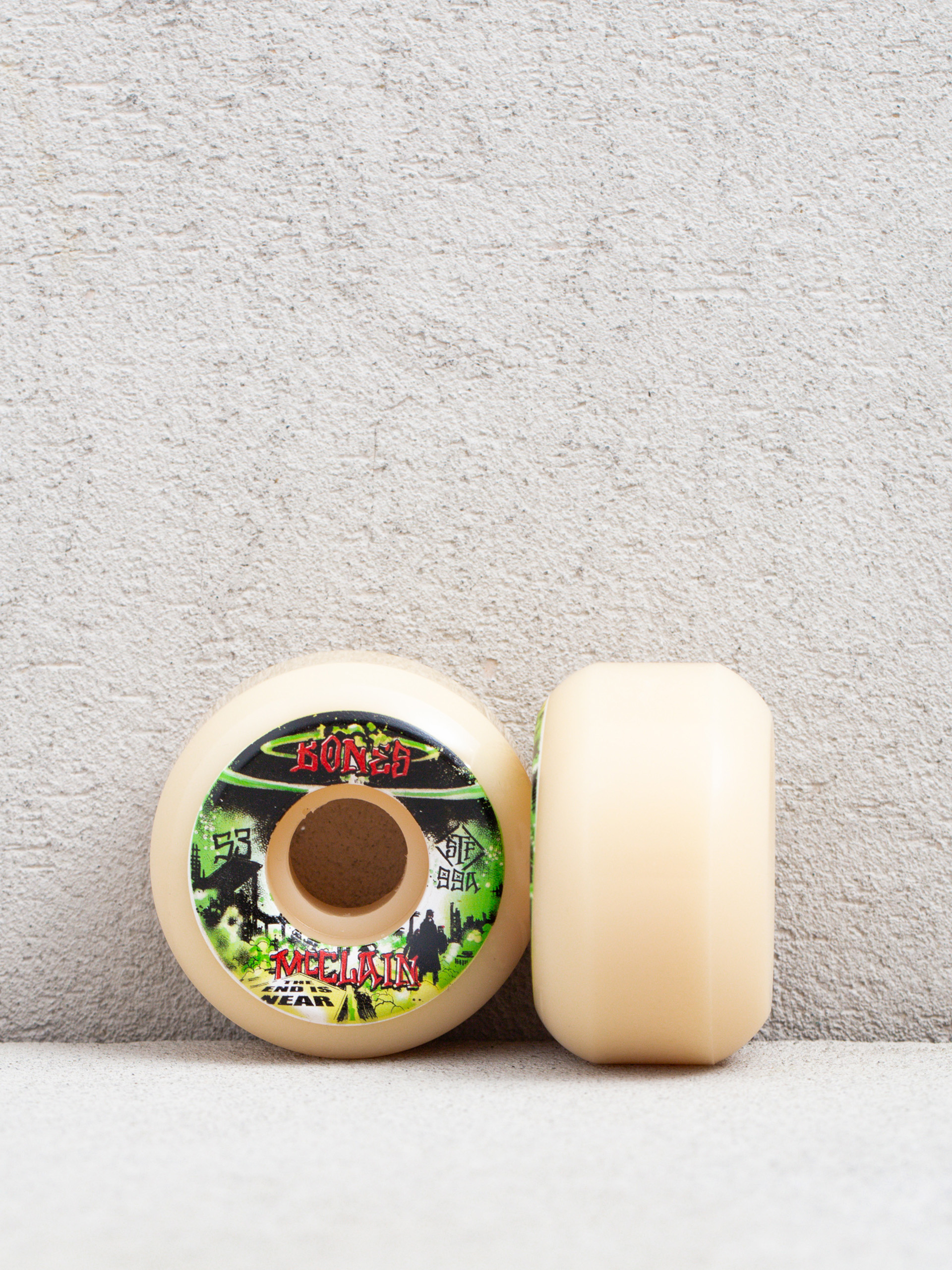 Колеса Bones Mcclain Apolcalypse V5 Sdecut Stf 99A (white/green)