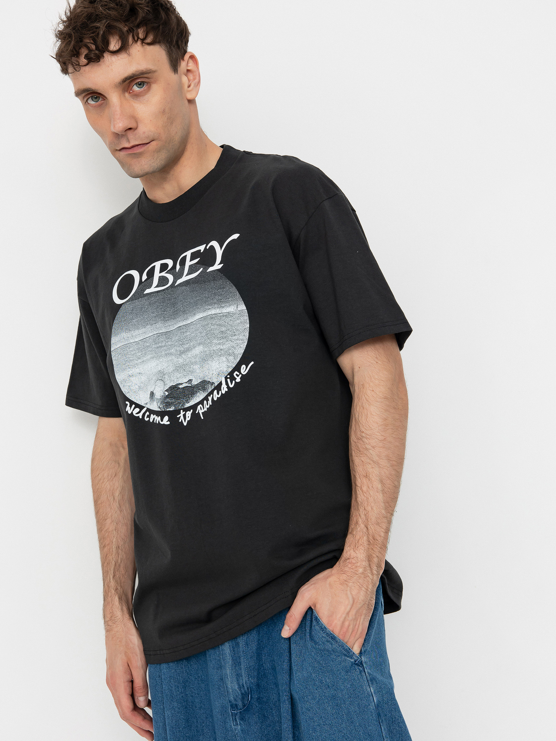 Футболка OBEY Welcome To Paradise (vintage black)