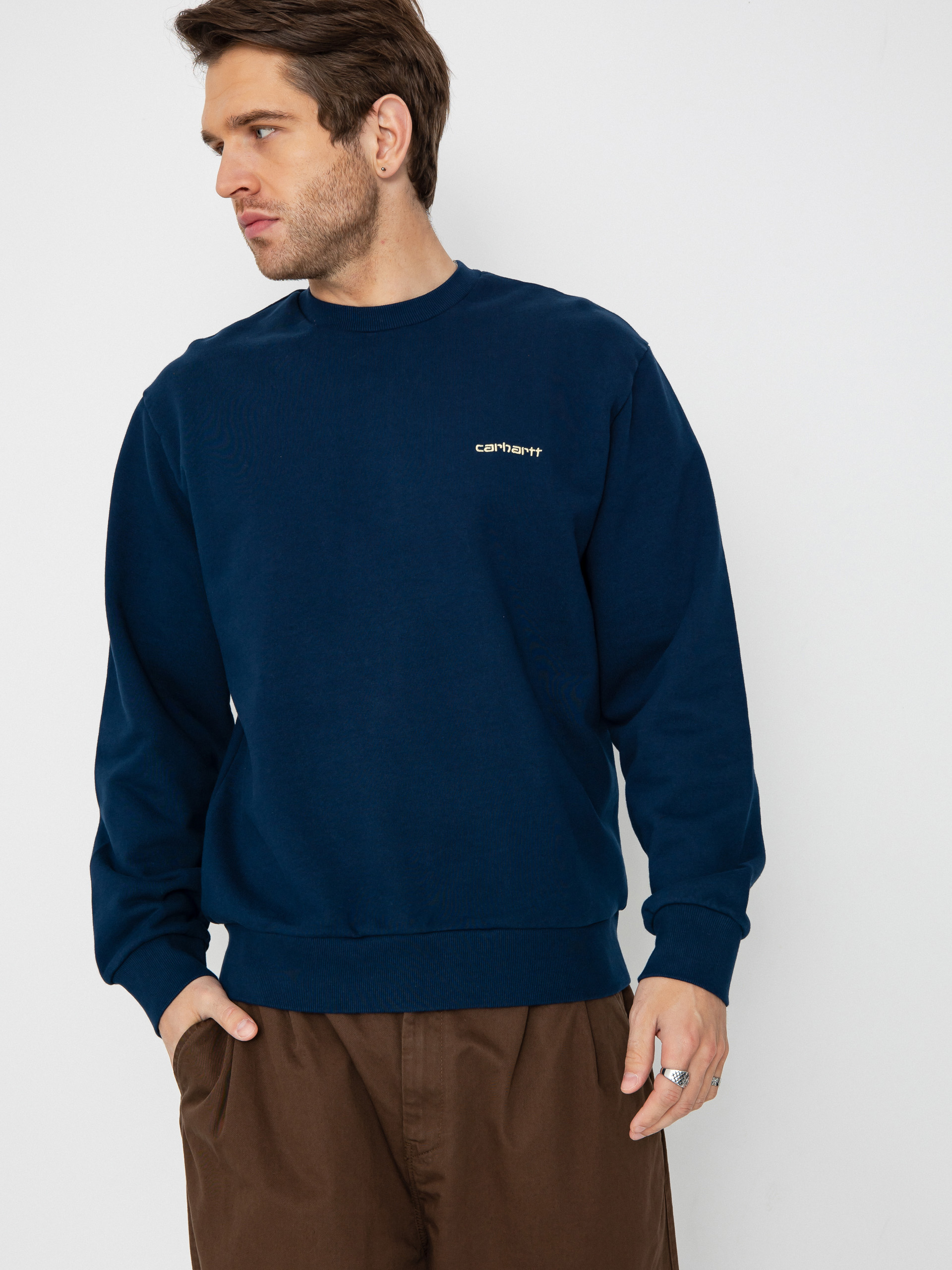 Світшот Carhartt WIP Script Embroidery (ink/air yellow)