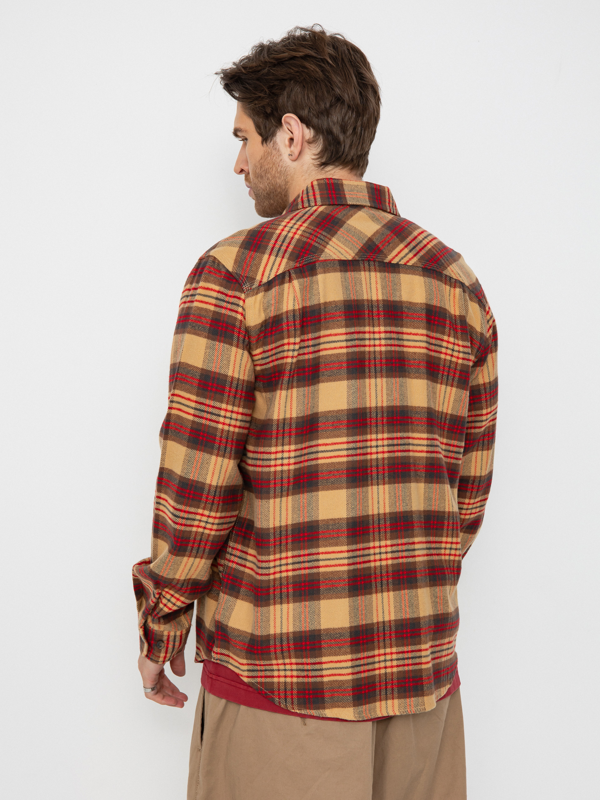 Сорочка Brixton Bowery Flannel (curry/washed black/crimson)