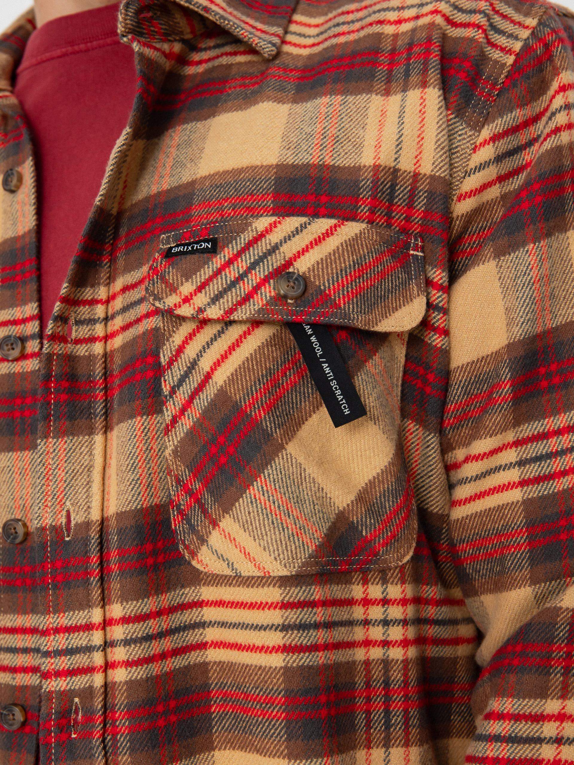 Сорочка Brixton Bowery Flannel (curry/washed black/crimson)
