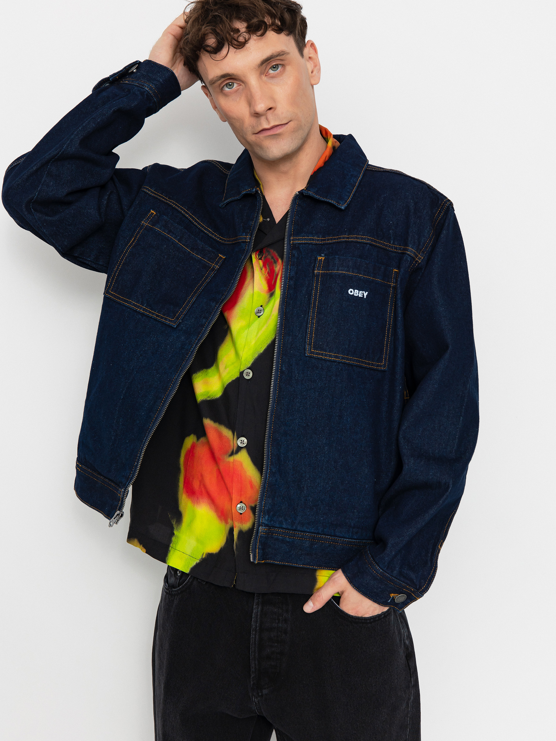 Куртка OBEY Icon Hardwork (rinse indigo)