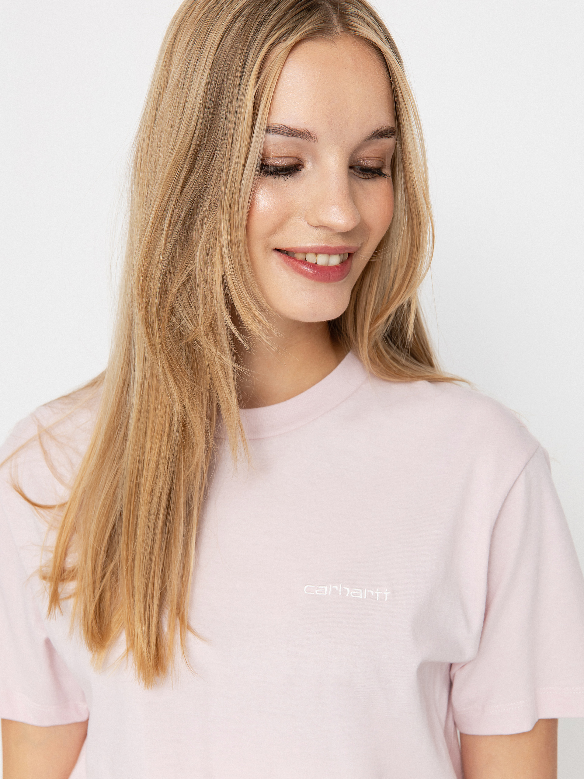 Футболка Carhartt WIP Script Embroidery Wmn (air pink/wax)