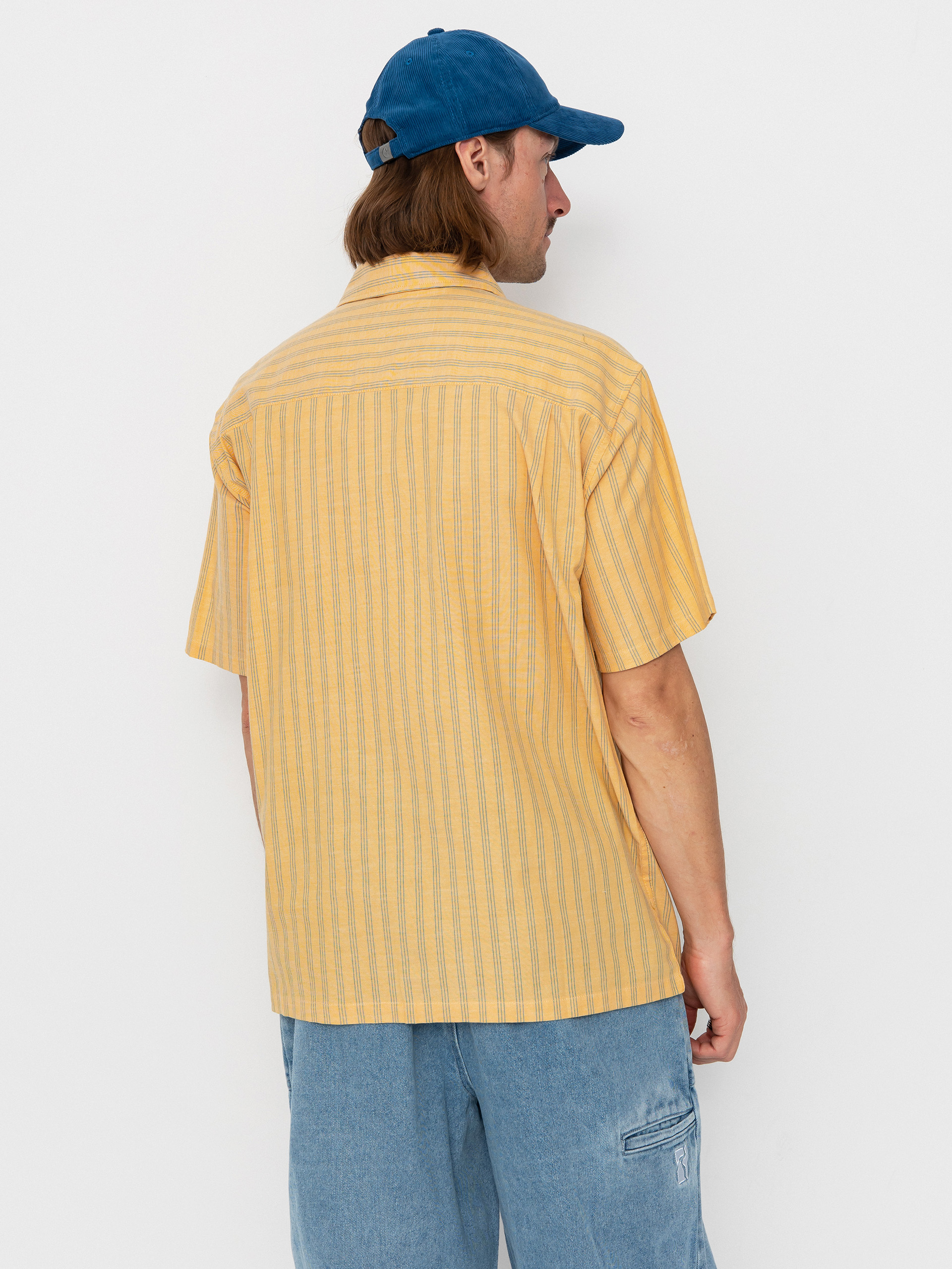 Сорочка Brixton Cru Oxford Stripe (curry/ivy green stripe)