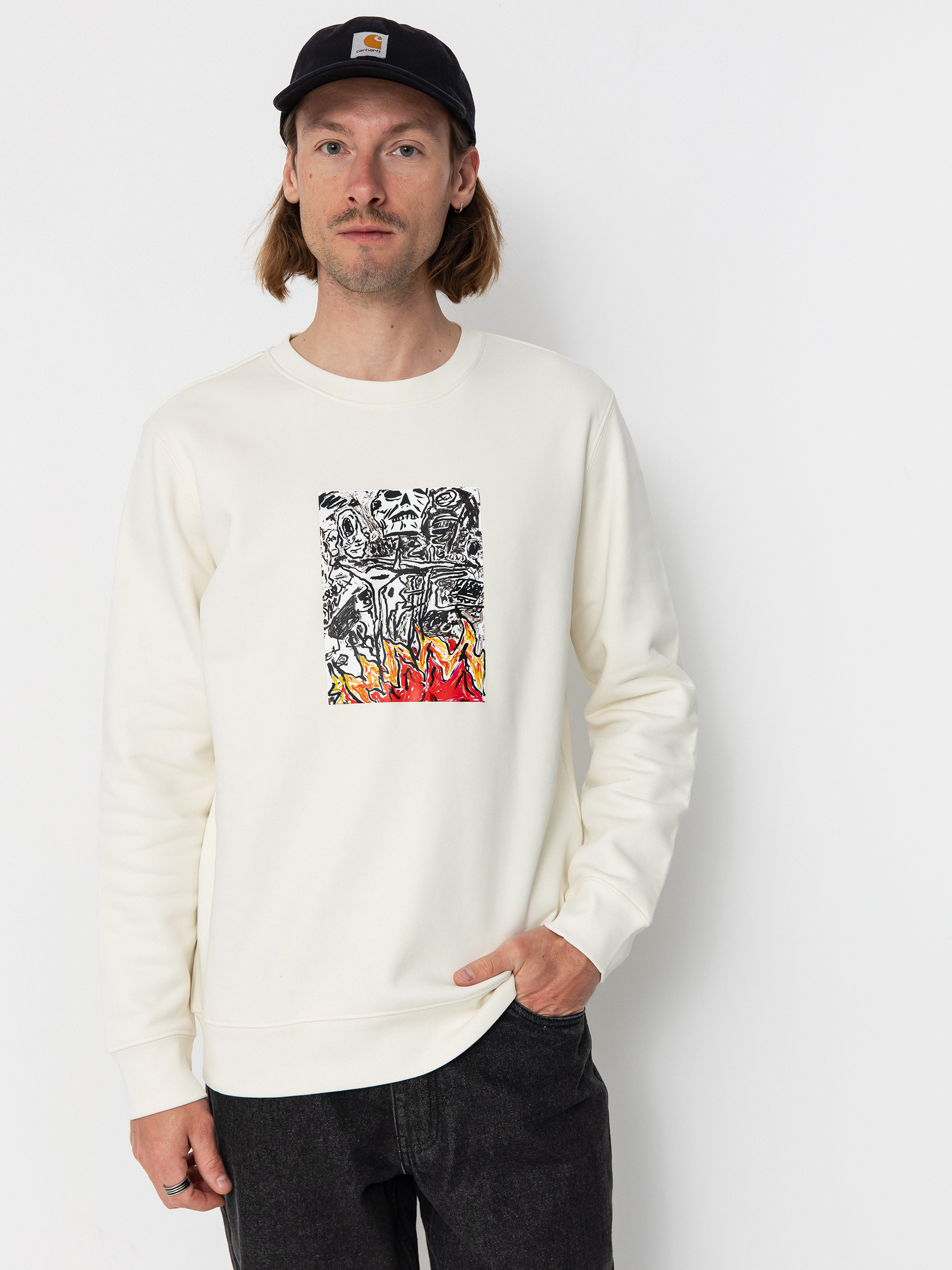 Світшот Poetic Collective Burning Skull (ivory)