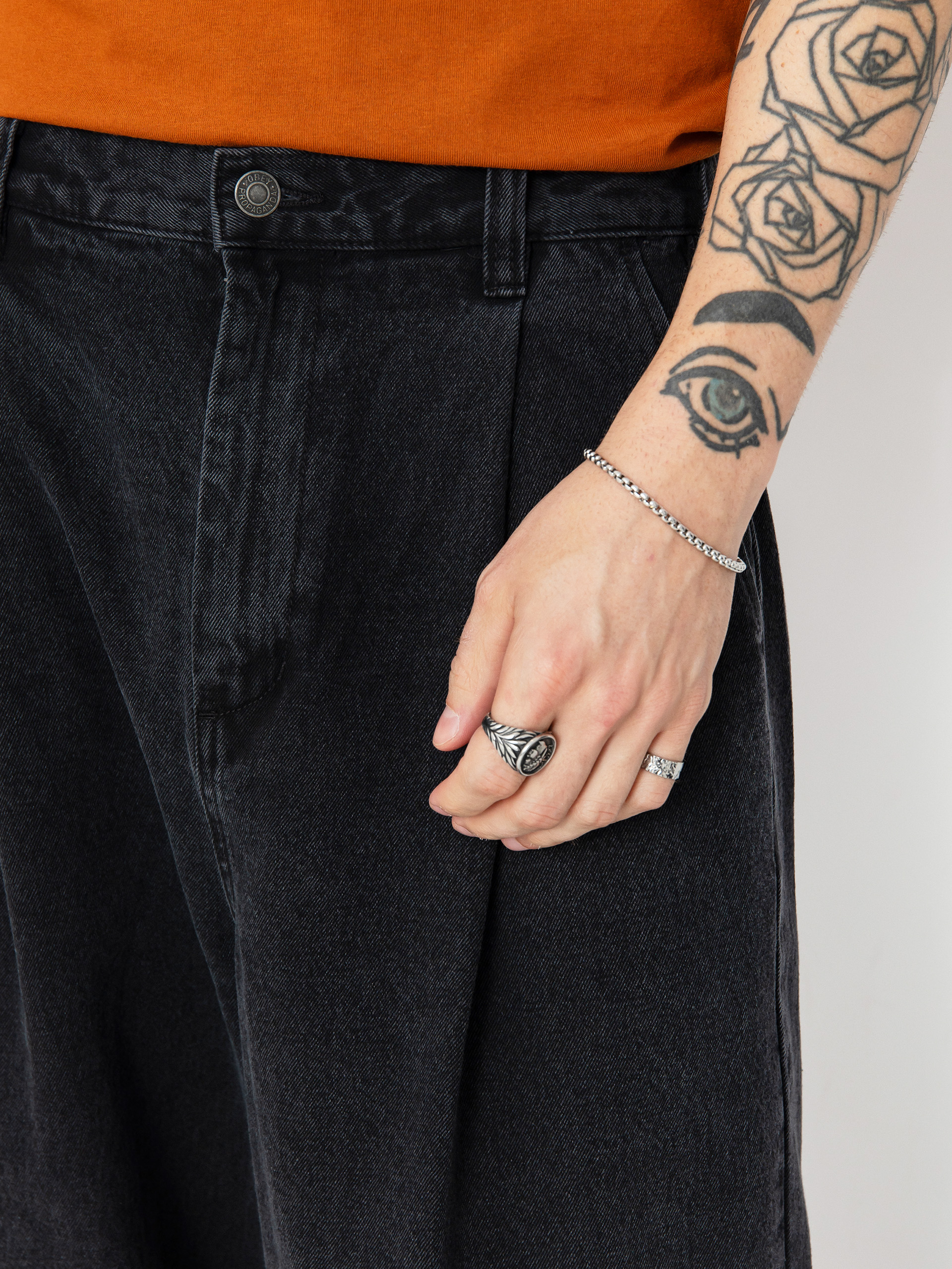 Штани OBEY Oliver Denim Pleated (faded black)