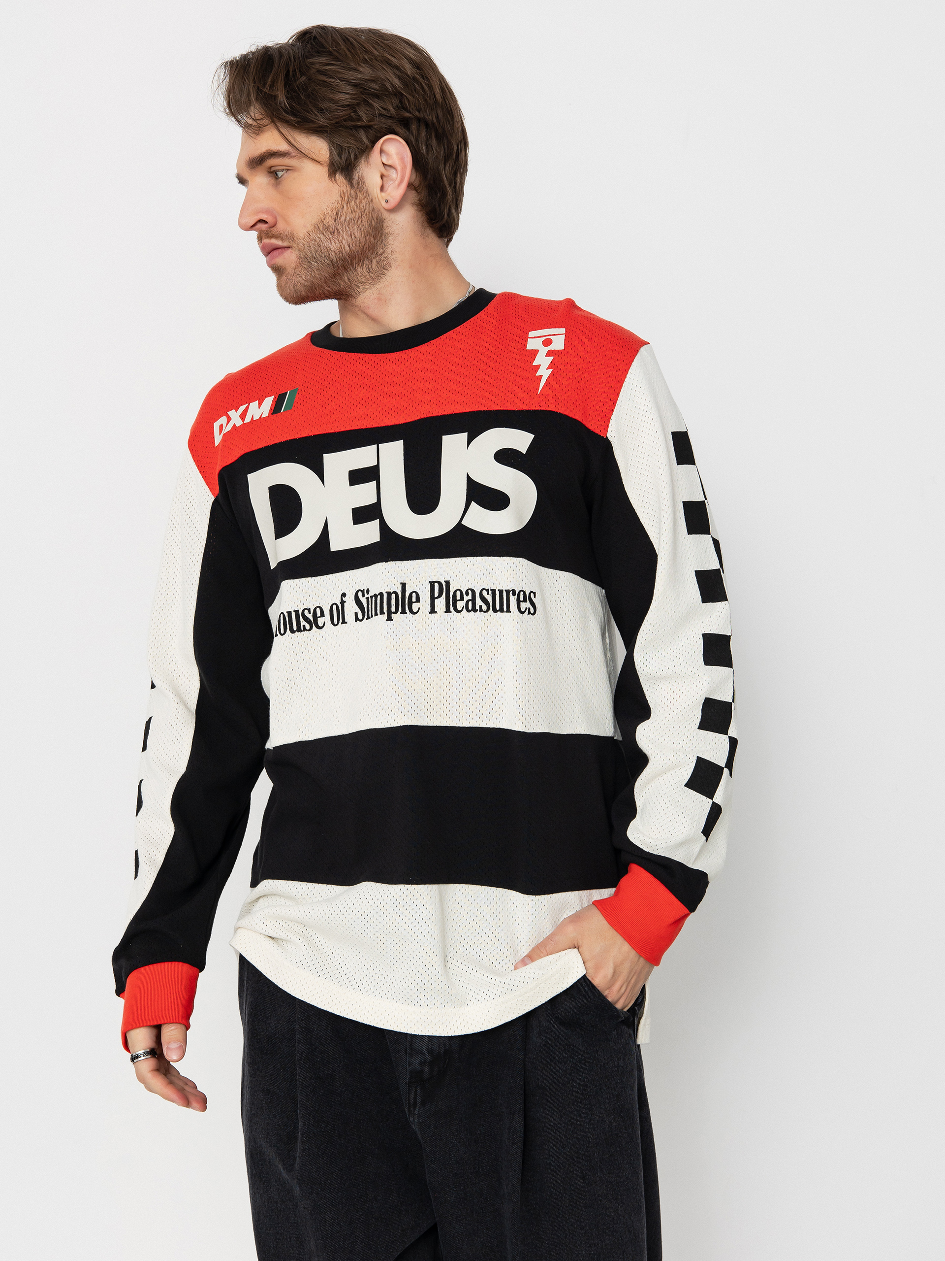 Лонгслів Deus Ex Machina Vilander Moto Jersey (valiant red combo)