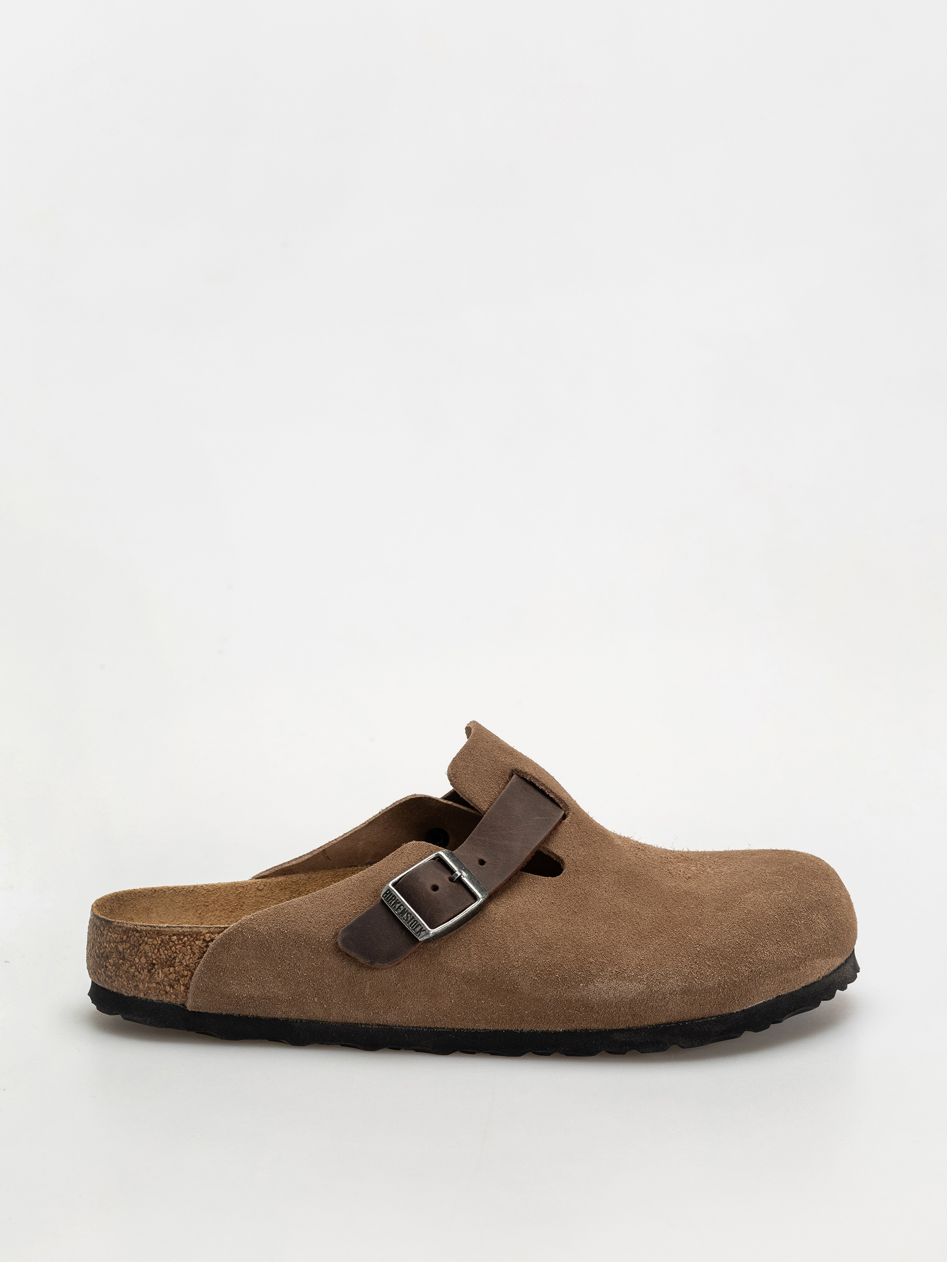 Шльопанці Birkenstock Boston Suede & Oiled Leather Regular (dark tea)