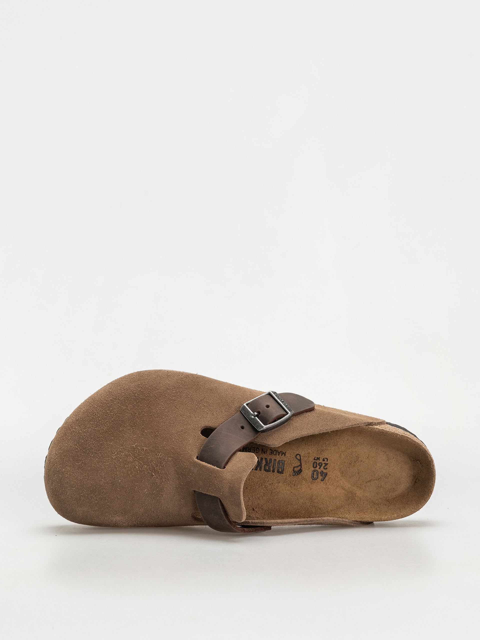 Шльопанці Birkenstock Boston Suede & Oiled Leather Regular (dark tea)