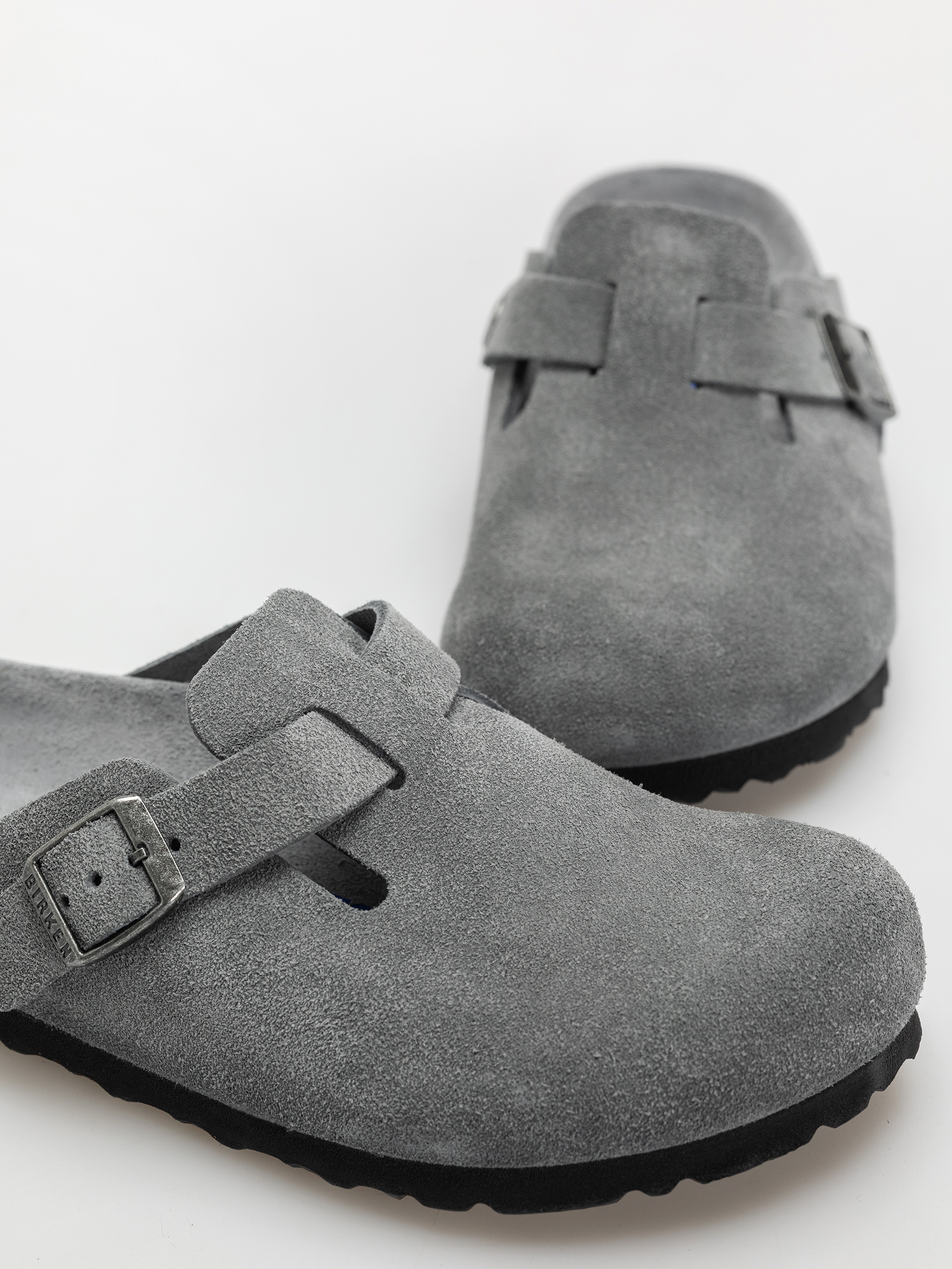 Шльопанці Birkenstock Boston SFB Suede Leather Narrow Wmn (basalt gray)