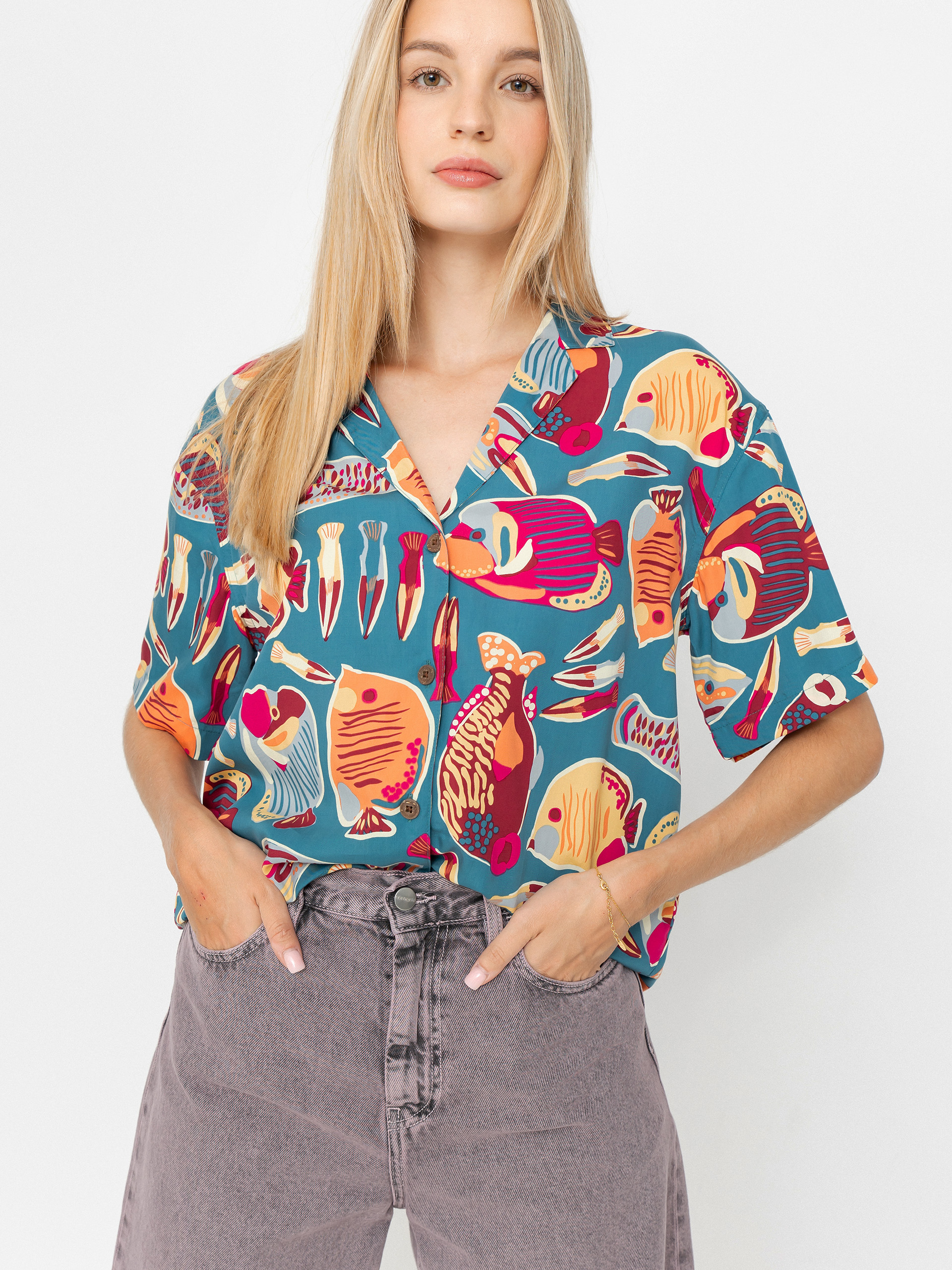 Сорочка Patagonia Tidal Threads Wmn (wrasse/wetland blue)