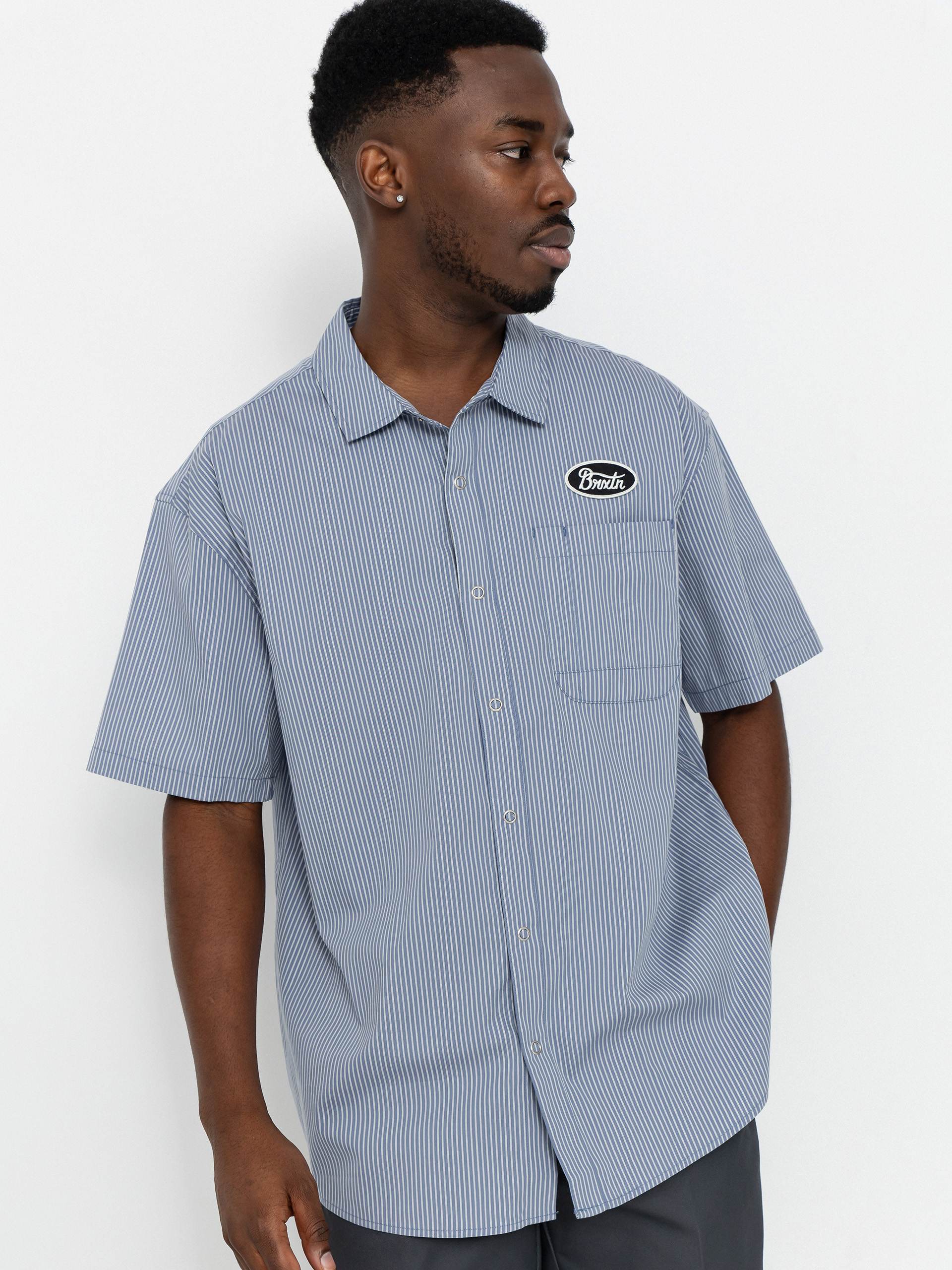 Сорочка Brixton Builders Auto (twilight blue/white stripe)