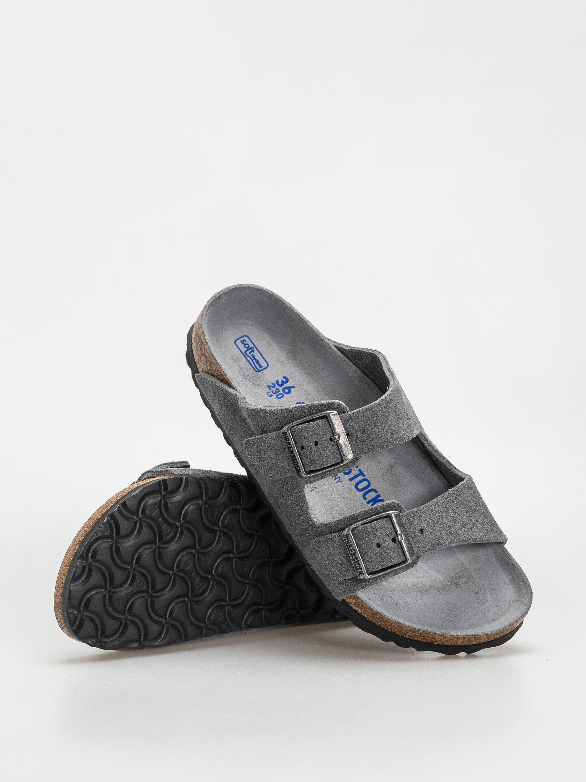 Шльопанці Birkenstock Arizona Suede Leather Narrow Wmn - сірий