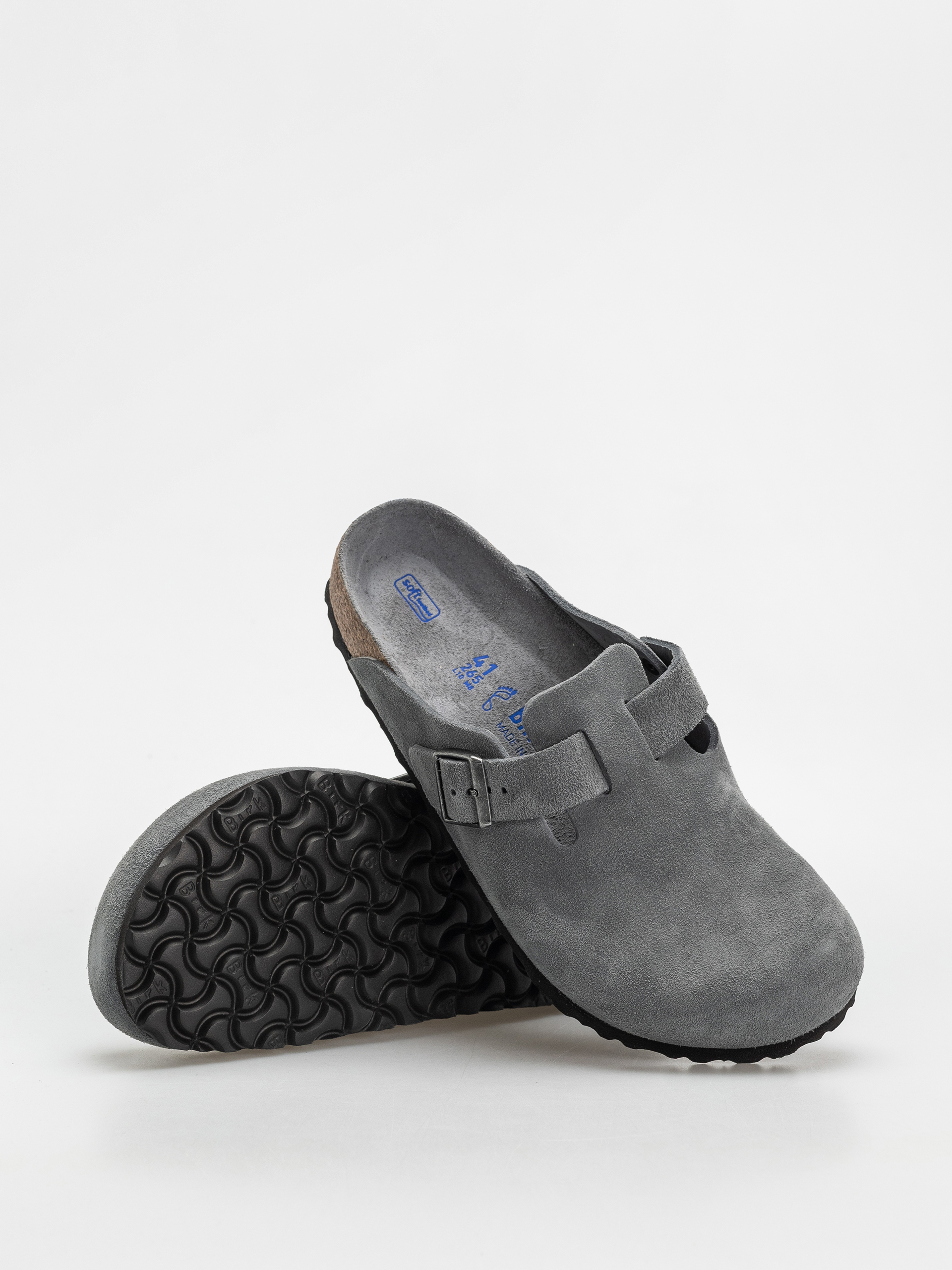 Шльопанці Birkenstock Boston SFB Suede Leather Regular - сірий