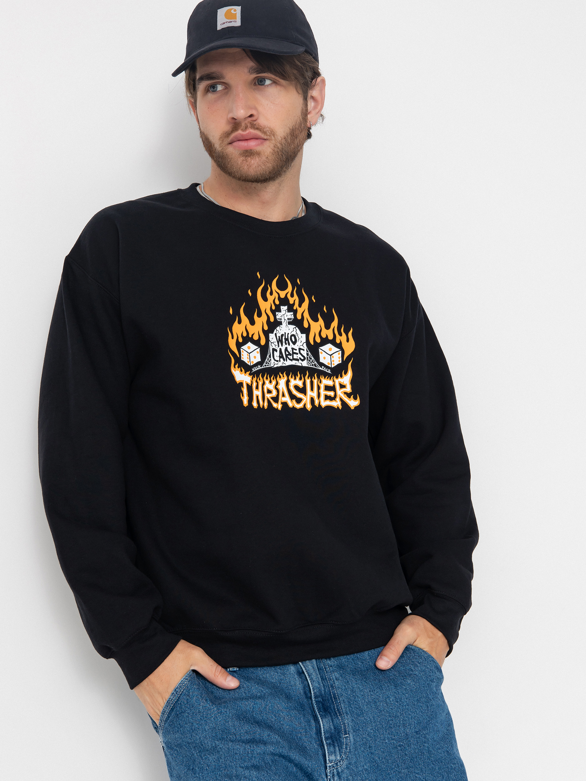 Світшот Thrasher Who Cares By Neckface (black)