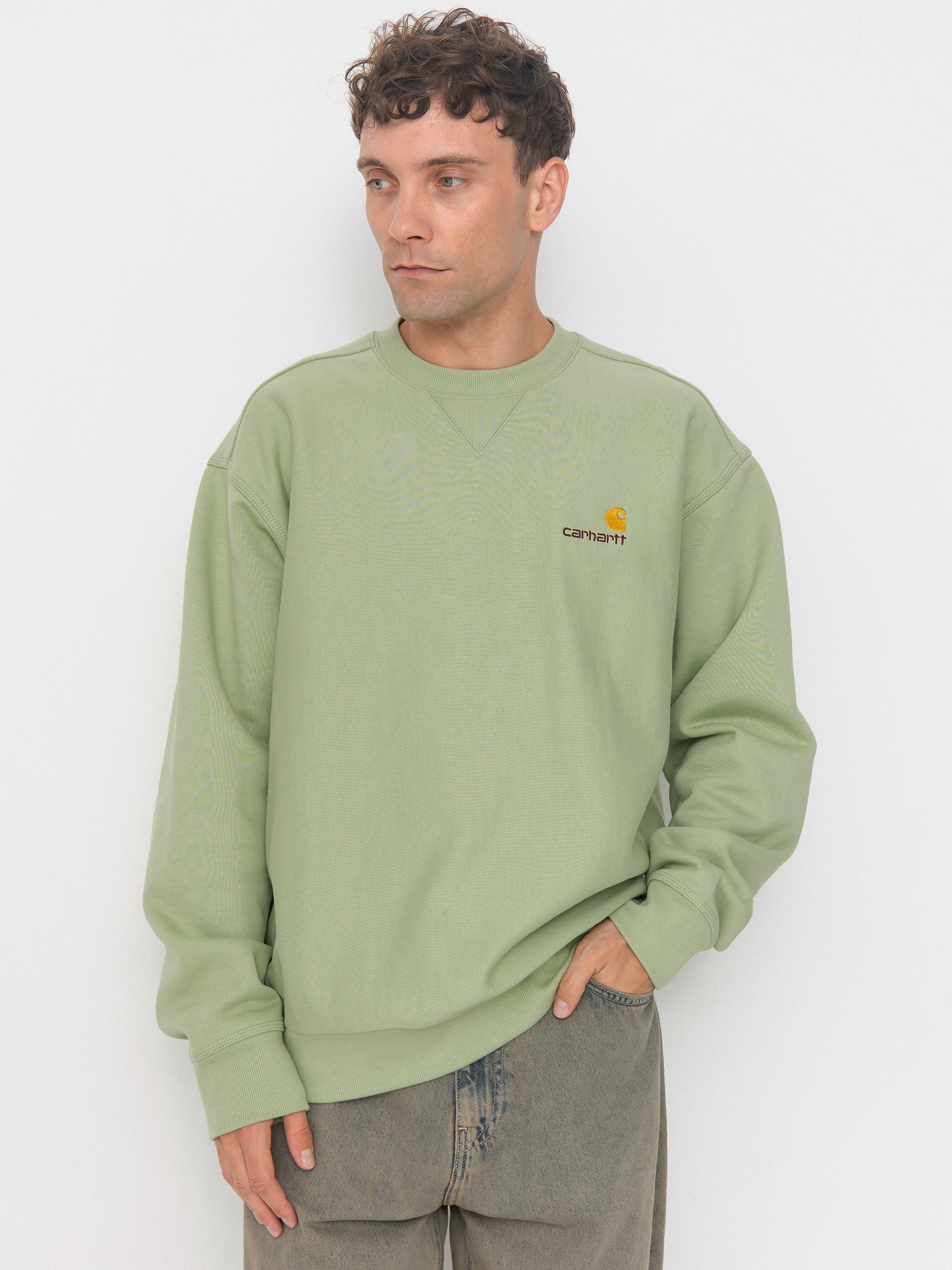 Світшот Carhartt WIP American Script (pale olive)