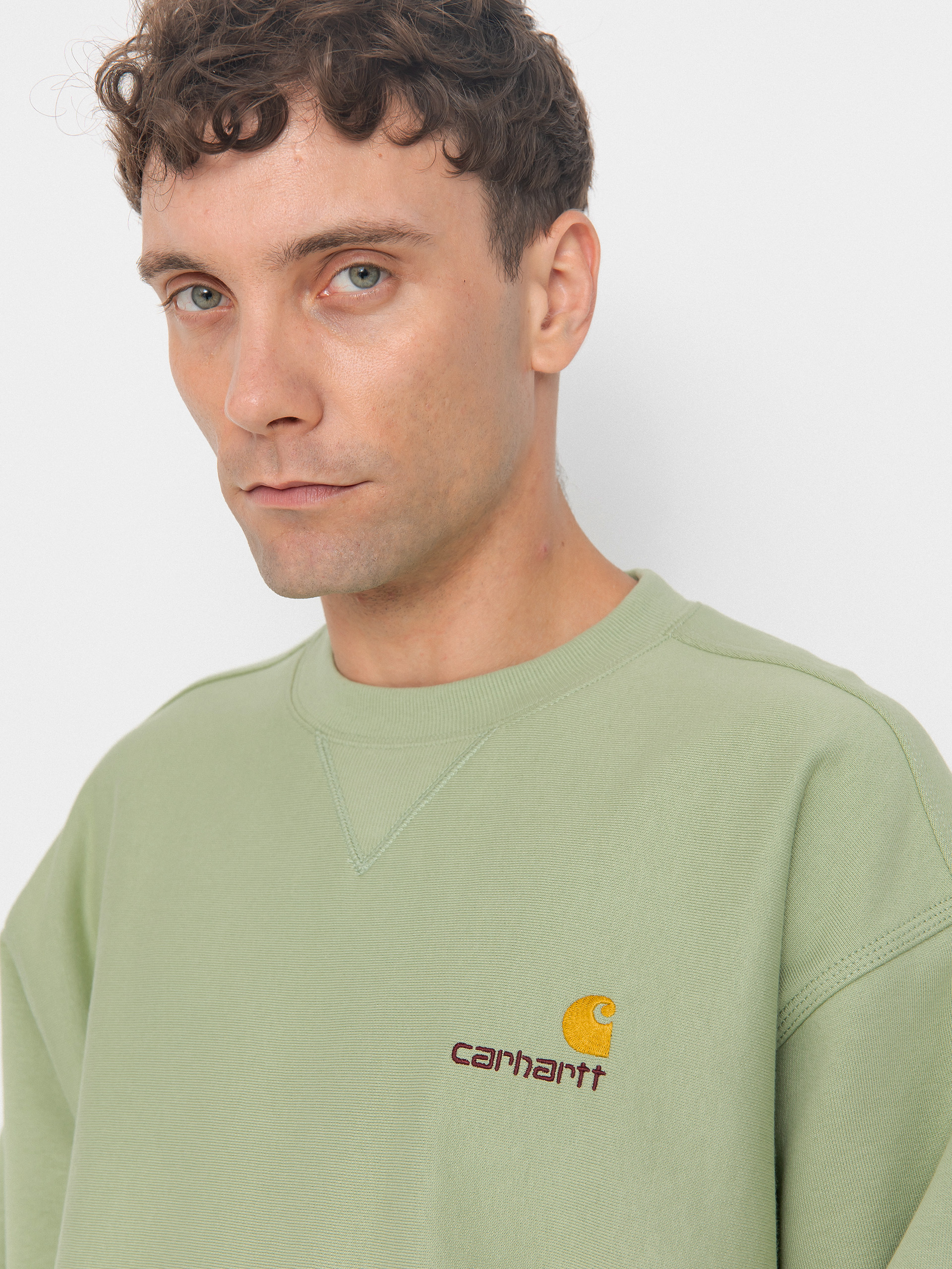 Світшот Carhartt WIP American Script (pale olive)