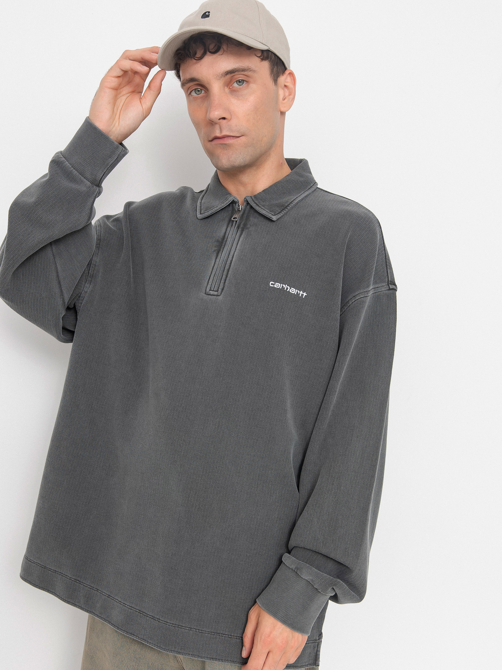 Світшот Carhartt WIP Piqué Script (black/white/garment dyed)