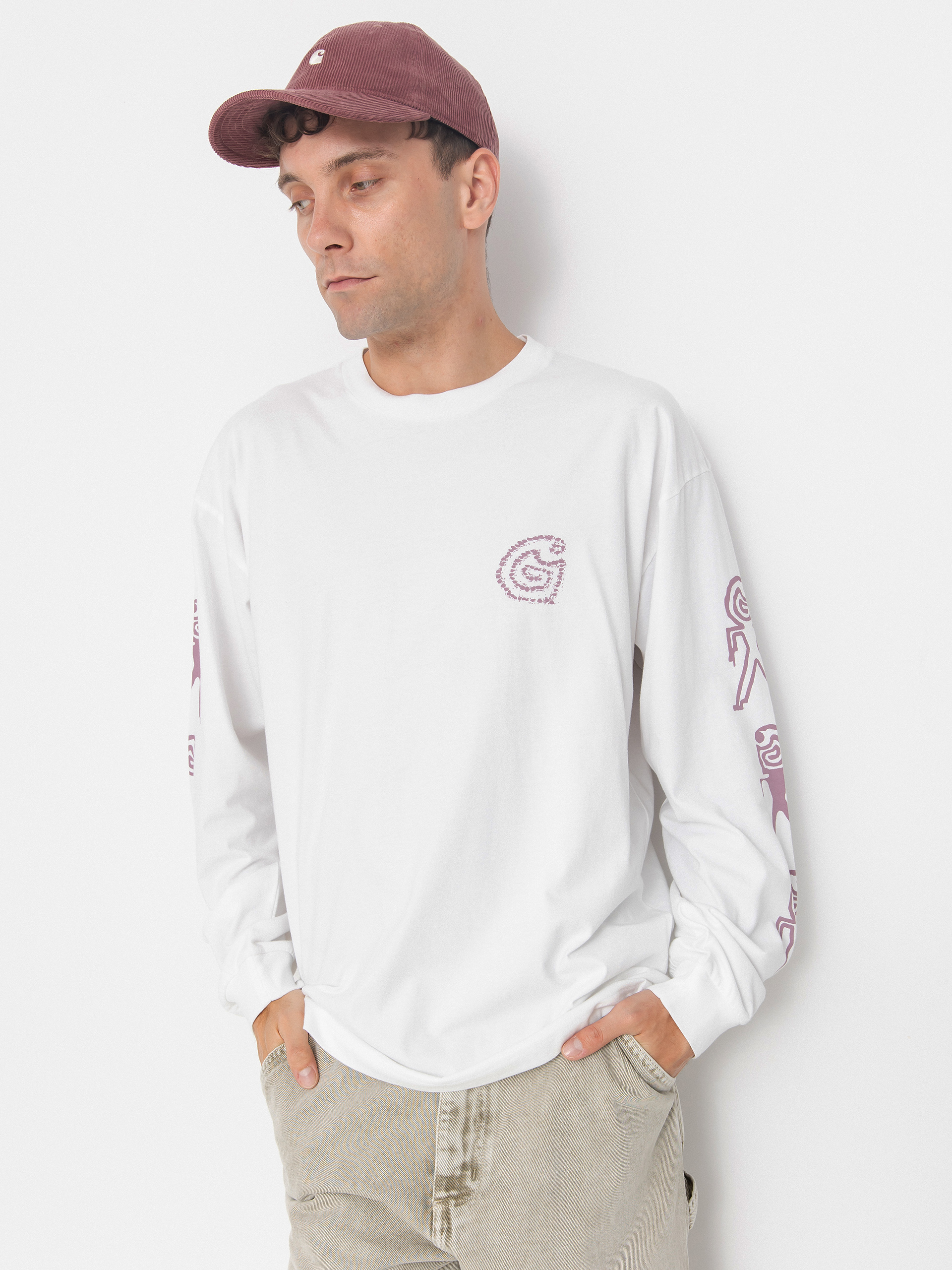 Лонгслів Carhartt WIP Terrestrial (white/pink fog/pigment garment dyed)