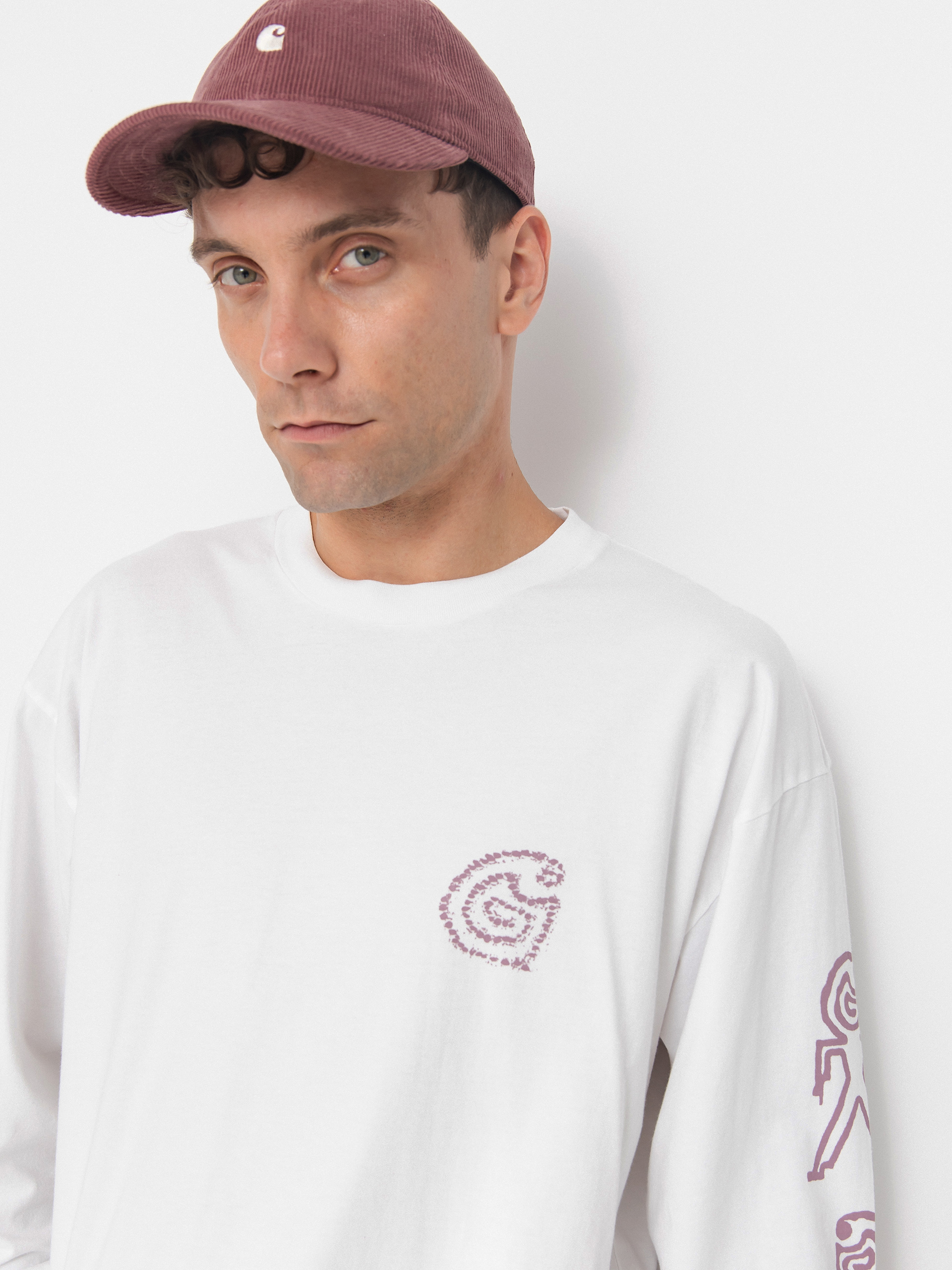 Лонгслів Carhartt WIP Terrestrial (white/pink fog/pigment garment dyed)