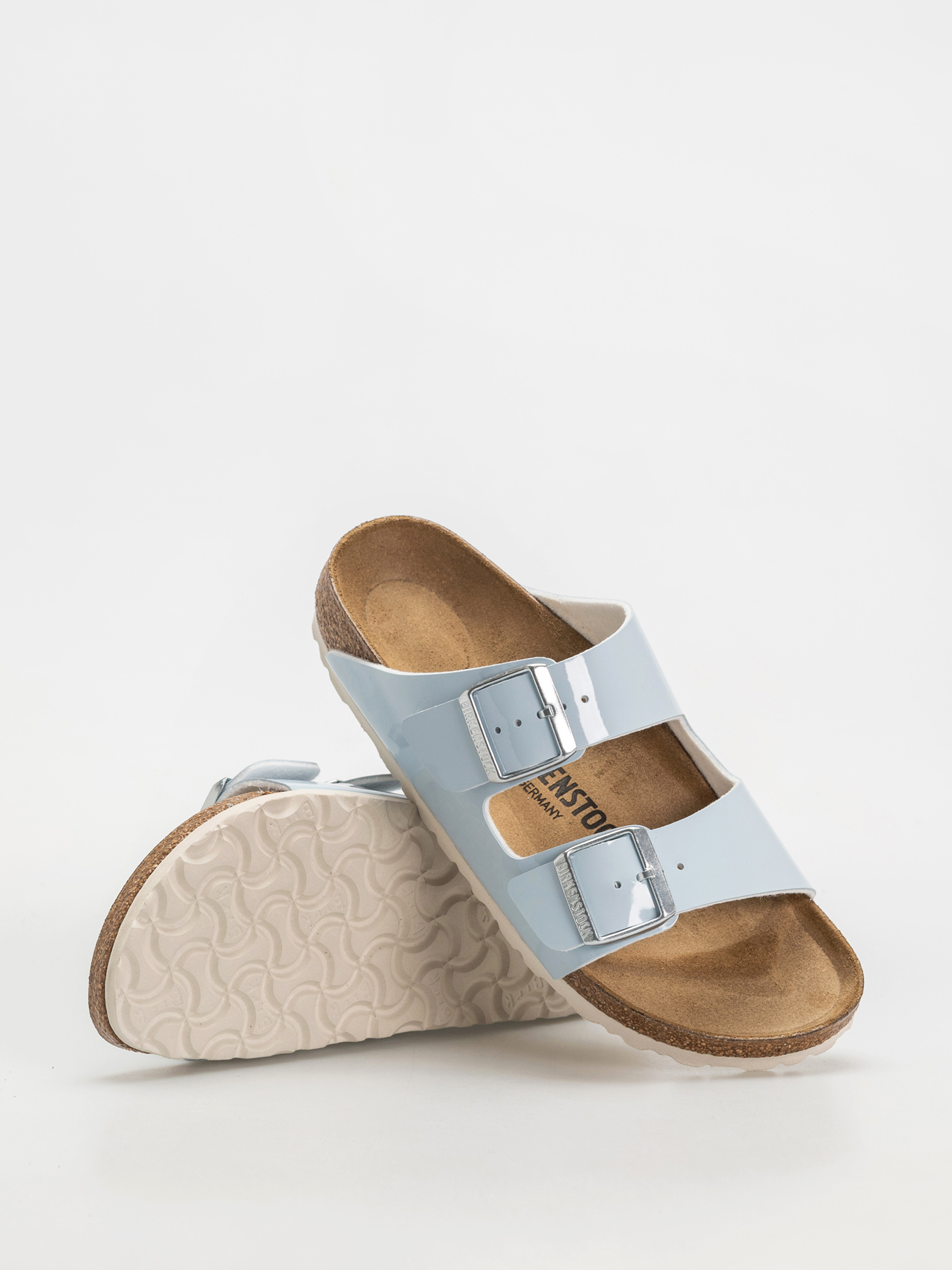 Шльопанці Birkenstock Arizona Briko Flor Narrow Wmn (patent baby blue)