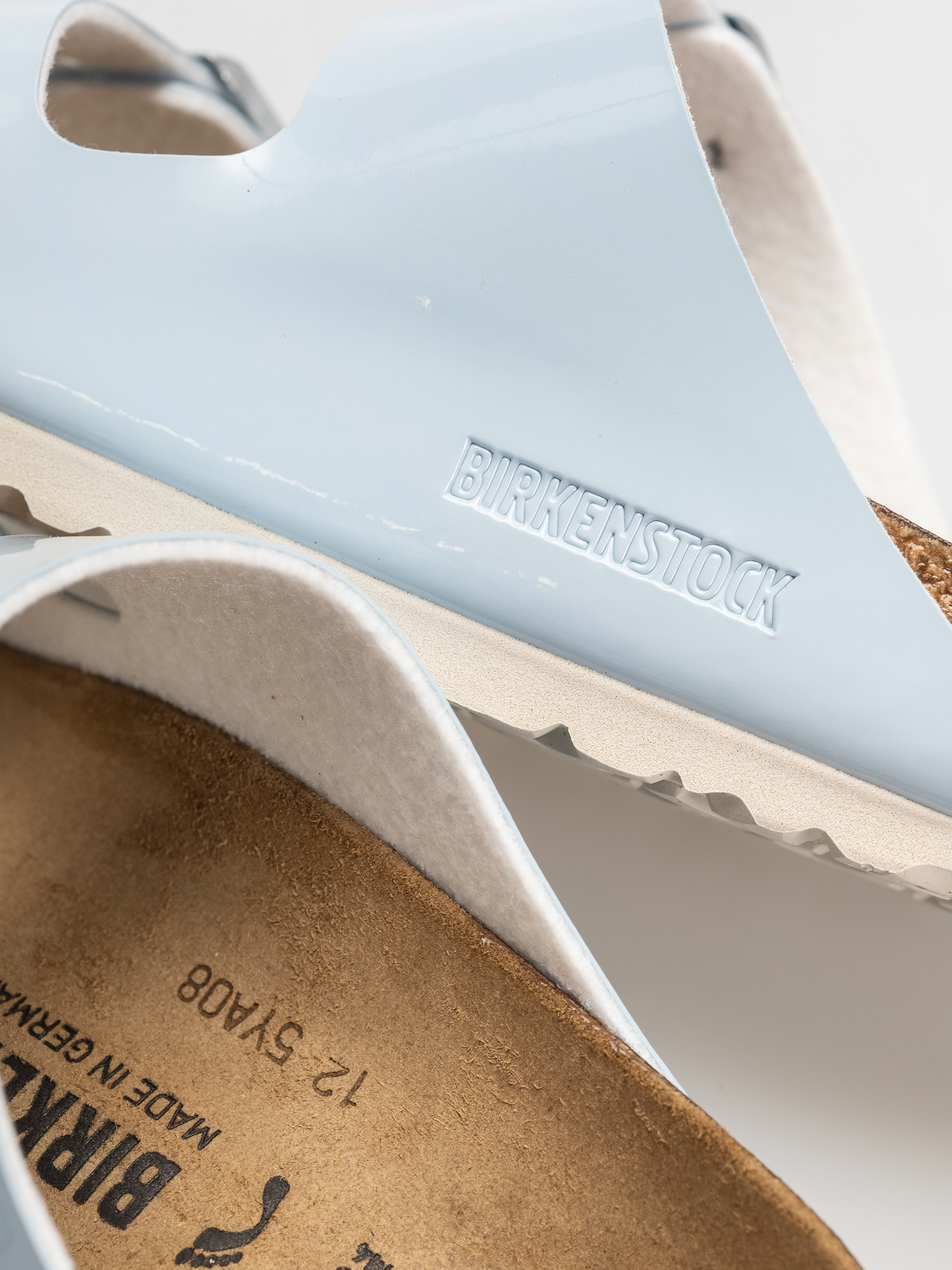 Шльопанці Birkenstock Arizona Briko Flor Narrow Wmn (patent baby blue)