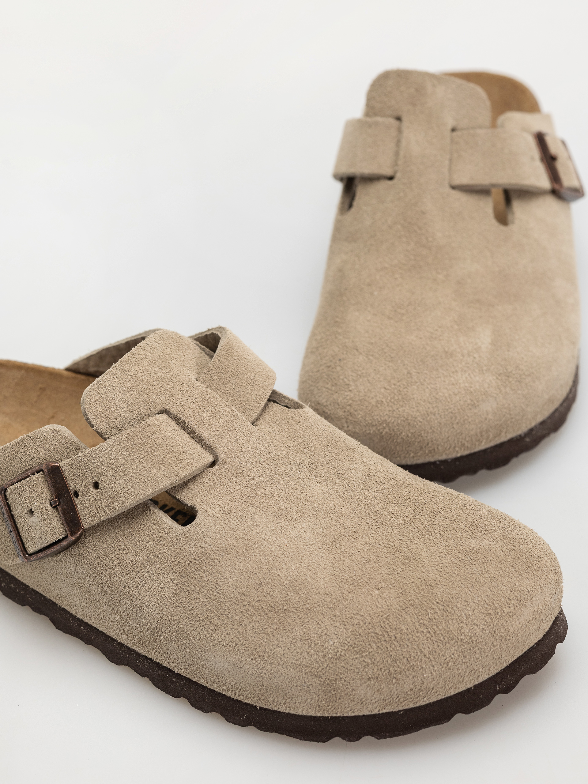 Шльопанці Birkenstock Boston Suede Leather Narrow Wmn (taupe)