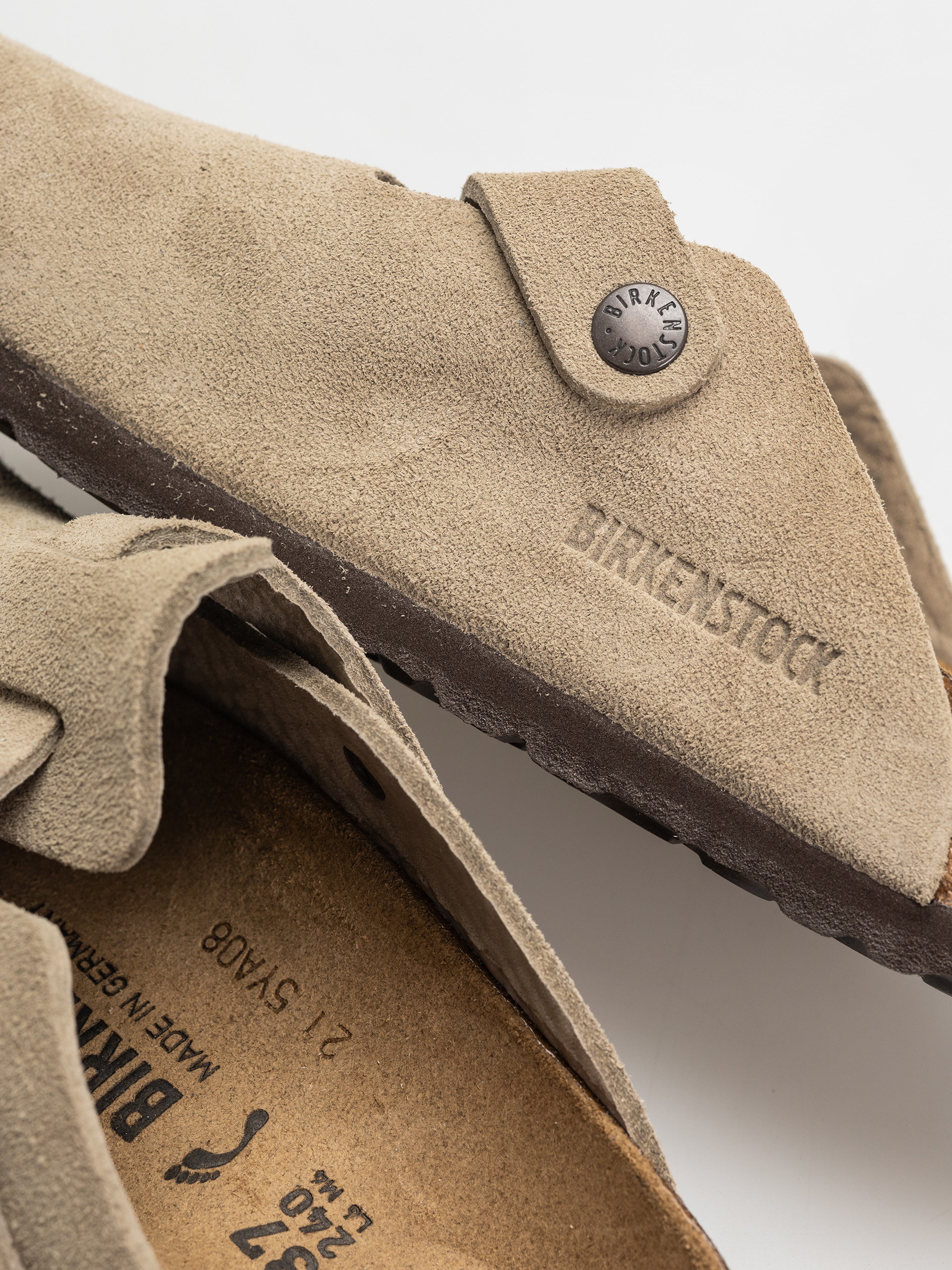 Шльопанці Birkenstock Boston Suede Leather Narrow Wmn (taupe)