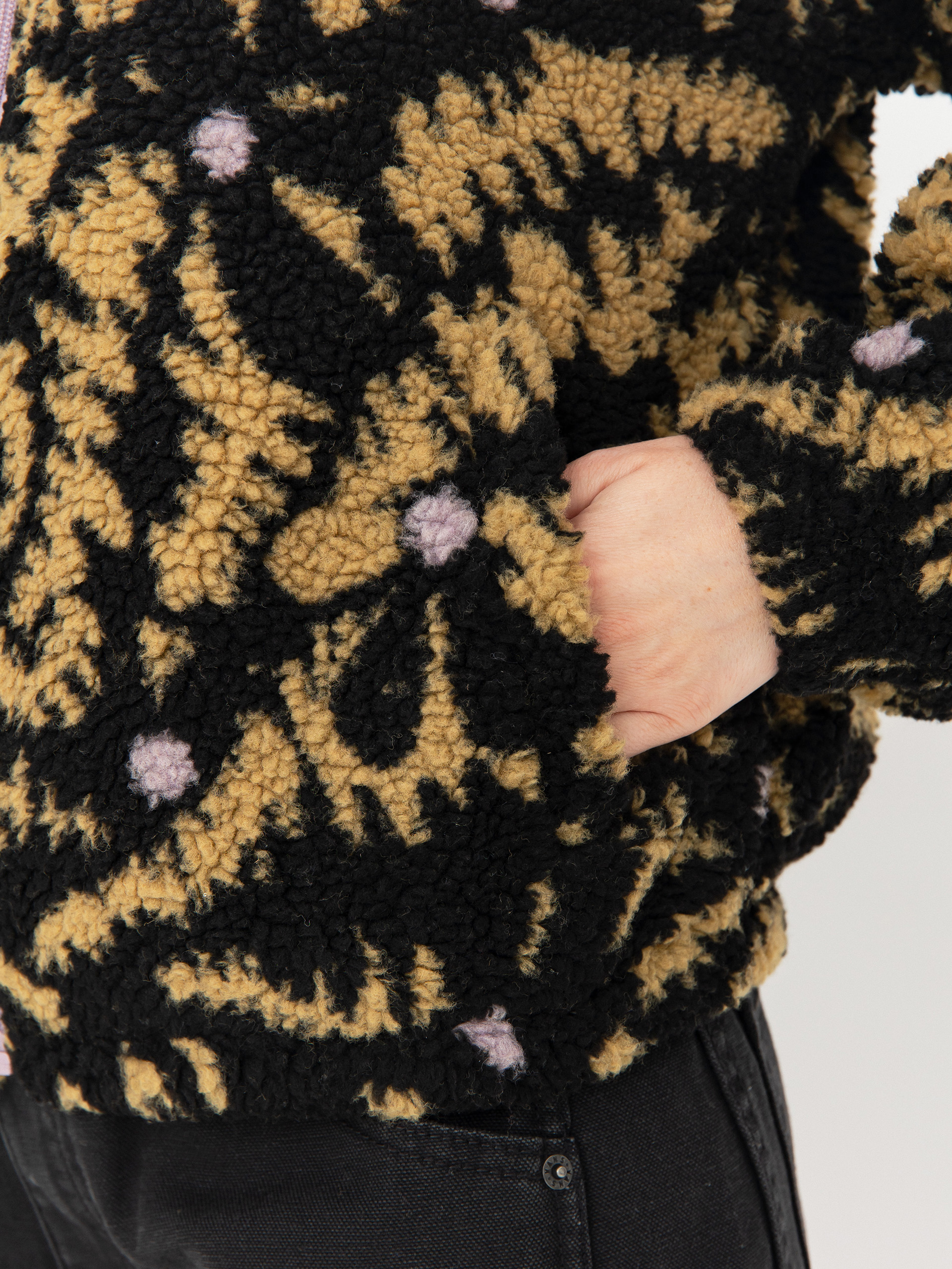 Жіночий Флісовий светр Roxy Boundless Spirit Zippered (anthracite big flowers)