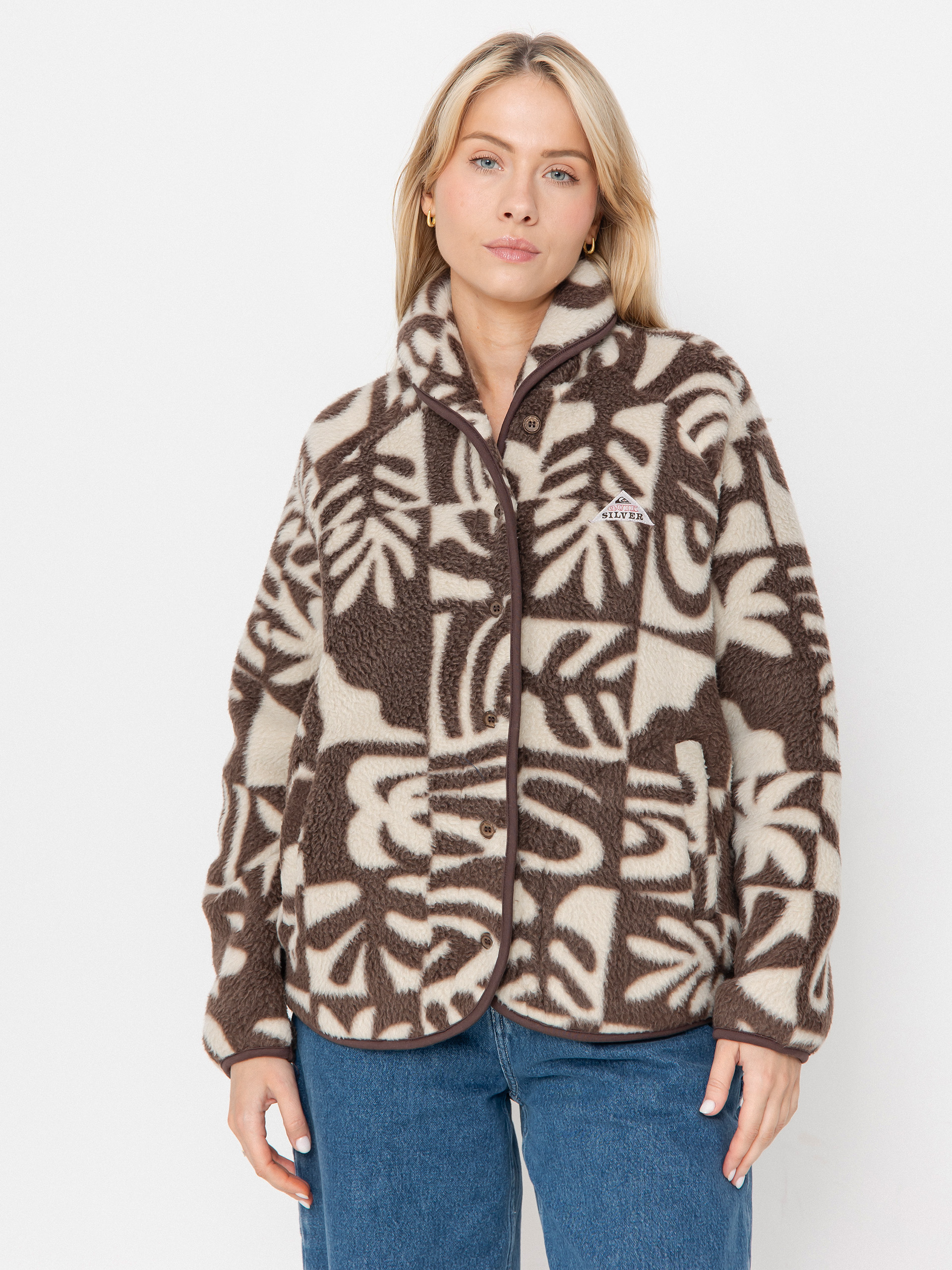 Флісовий светр Quiksilver Chalok Sherpa Wmn (chocolate brown chalok checker)